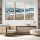 81812590-MGV-FC-48X32-3P-Ocean Wall Art Canvas Print, Framed Coastal Canvas Art Picture Print, Moody Seascape Perfect Coastal Minimalist Decor Artwork