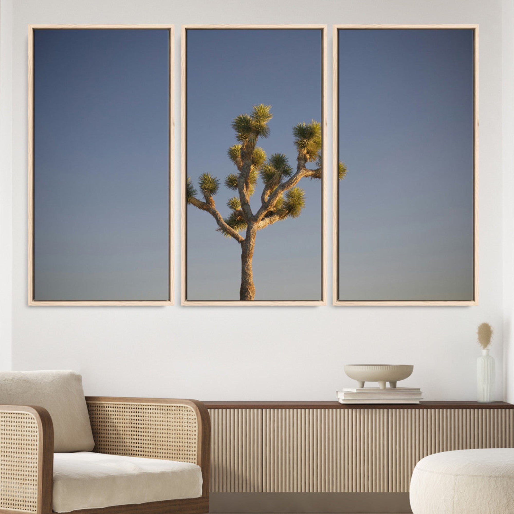 54552043-MGV-FC-48X32-3P-Joshua Tree Wall Art Canvas Print – Framed Southwestern Desert Landscape Scene Natural Rustic Artwork for Home Office