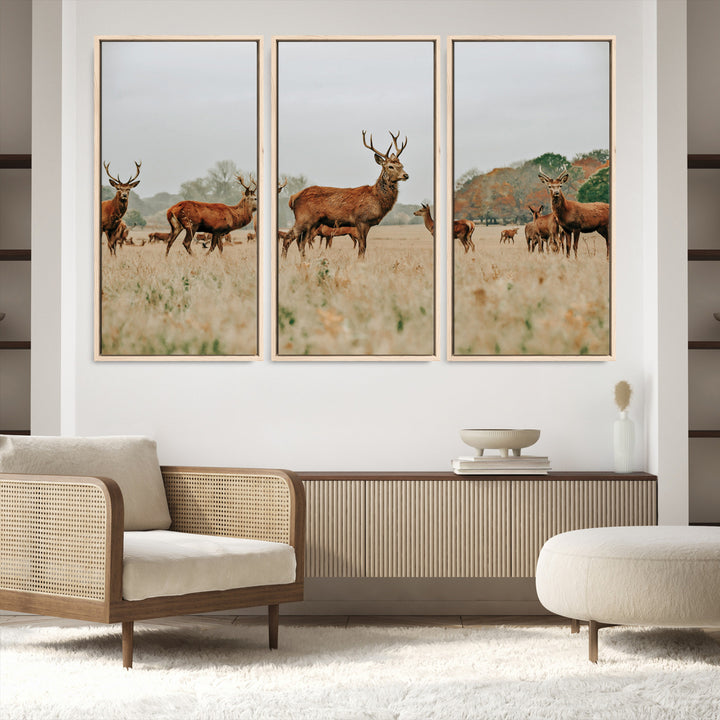 Rustic Deer Print Wall Art Canvas Print