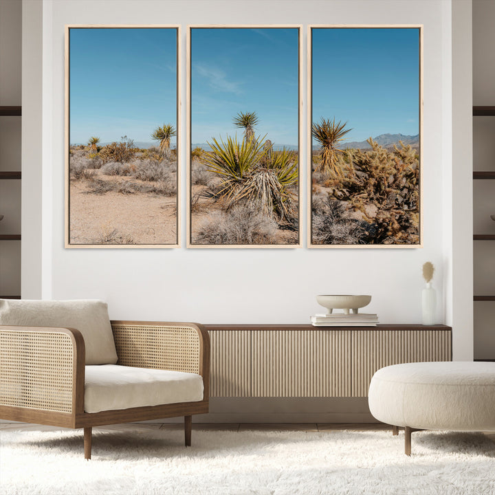 Joshua Tree Wall Art Canvas Print, Desert Landscape Print, Framed Warm Earth Tones Art Print, Large California Southwest Printing