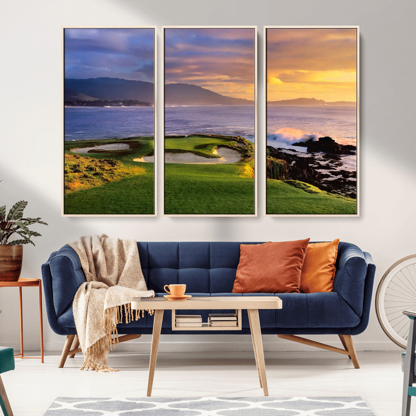 73699248-MGV-FC-60X40-3P_Natural-Pebble Beach Golf Links Wall Art Canvas Print – Iconic Coastal Golf Course Artwork, Perfect for Office, Man Cave, or Golf Lover’s Decor