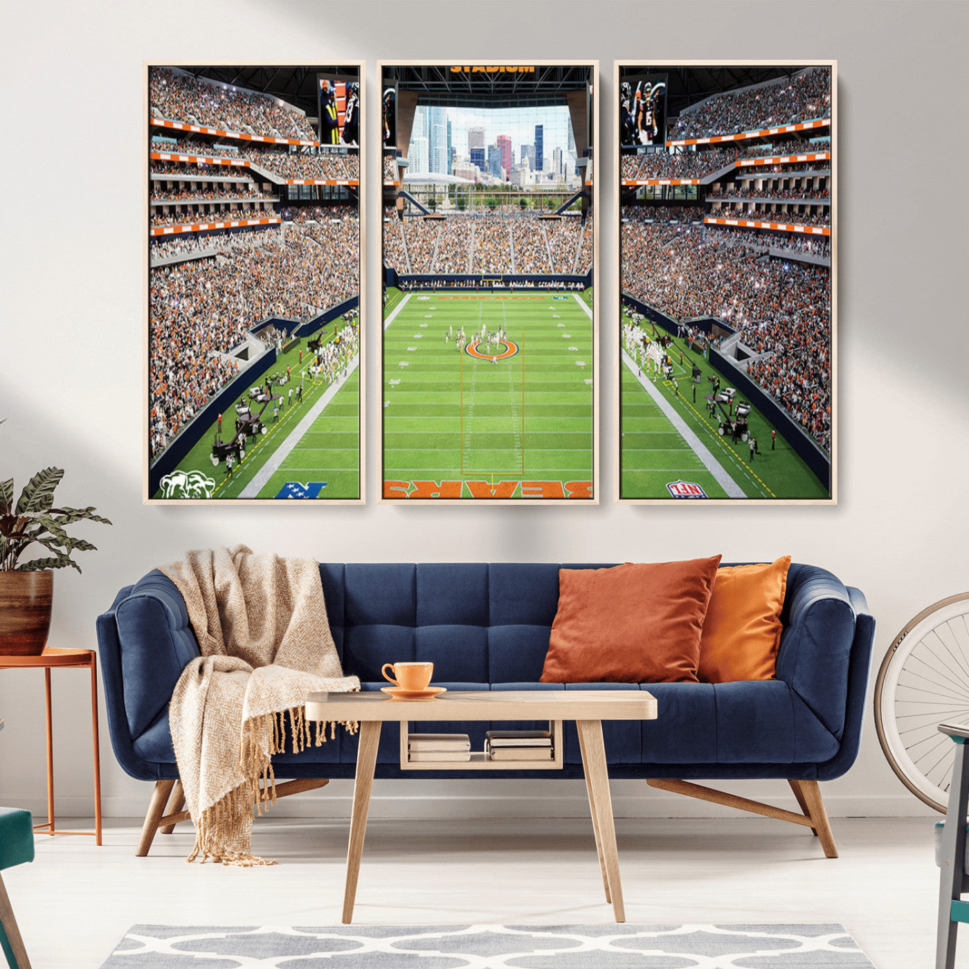 MGV-FC-48X32-3P - Chicago Bears Soldiers Field Wall Art Canvas Print – Framed Football Stadium Artwork for Sports