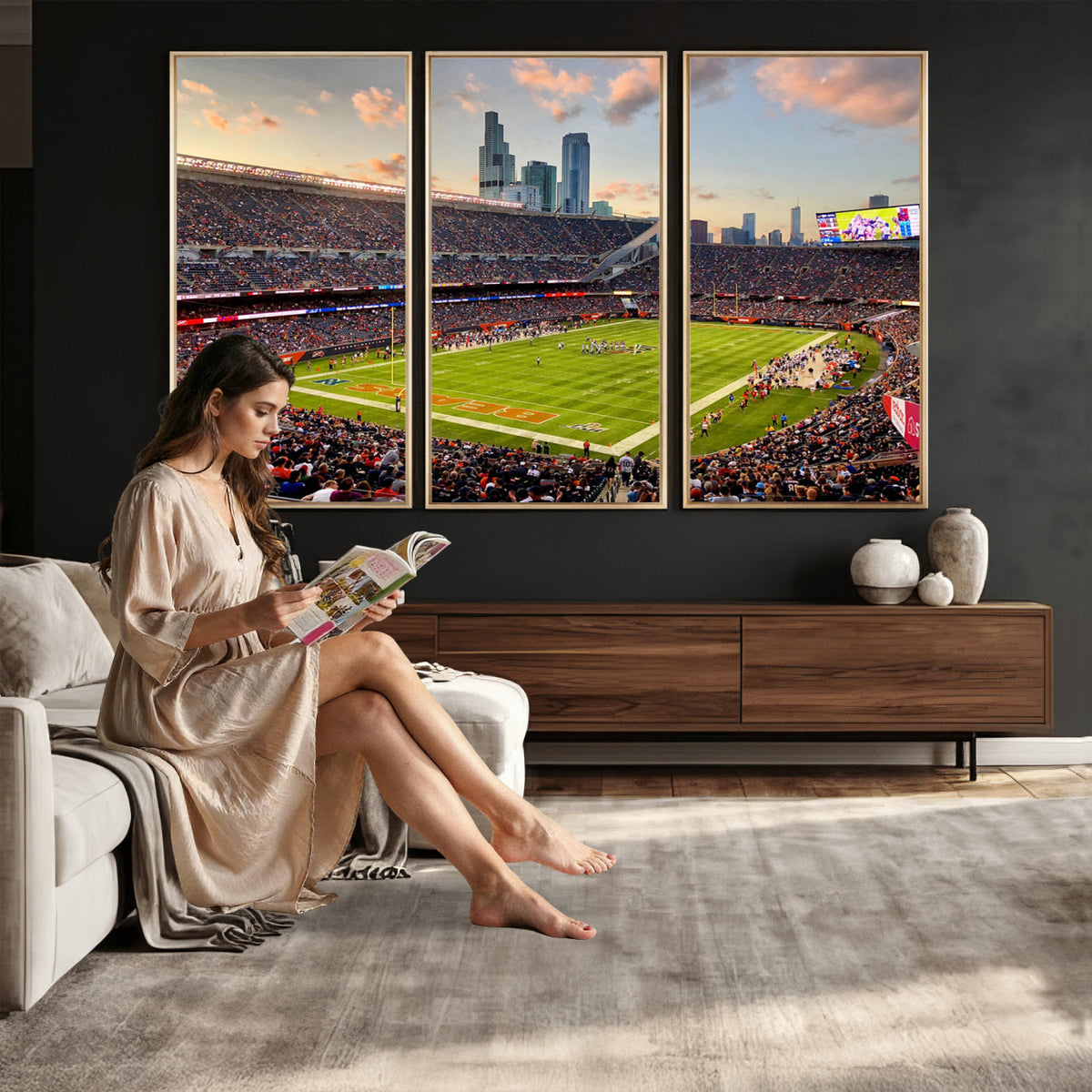 55377093-PAN-FL-20X10 - Chicago Bears Soldiers Field Wall Art Canvas Print, Man Cave Wall Decor