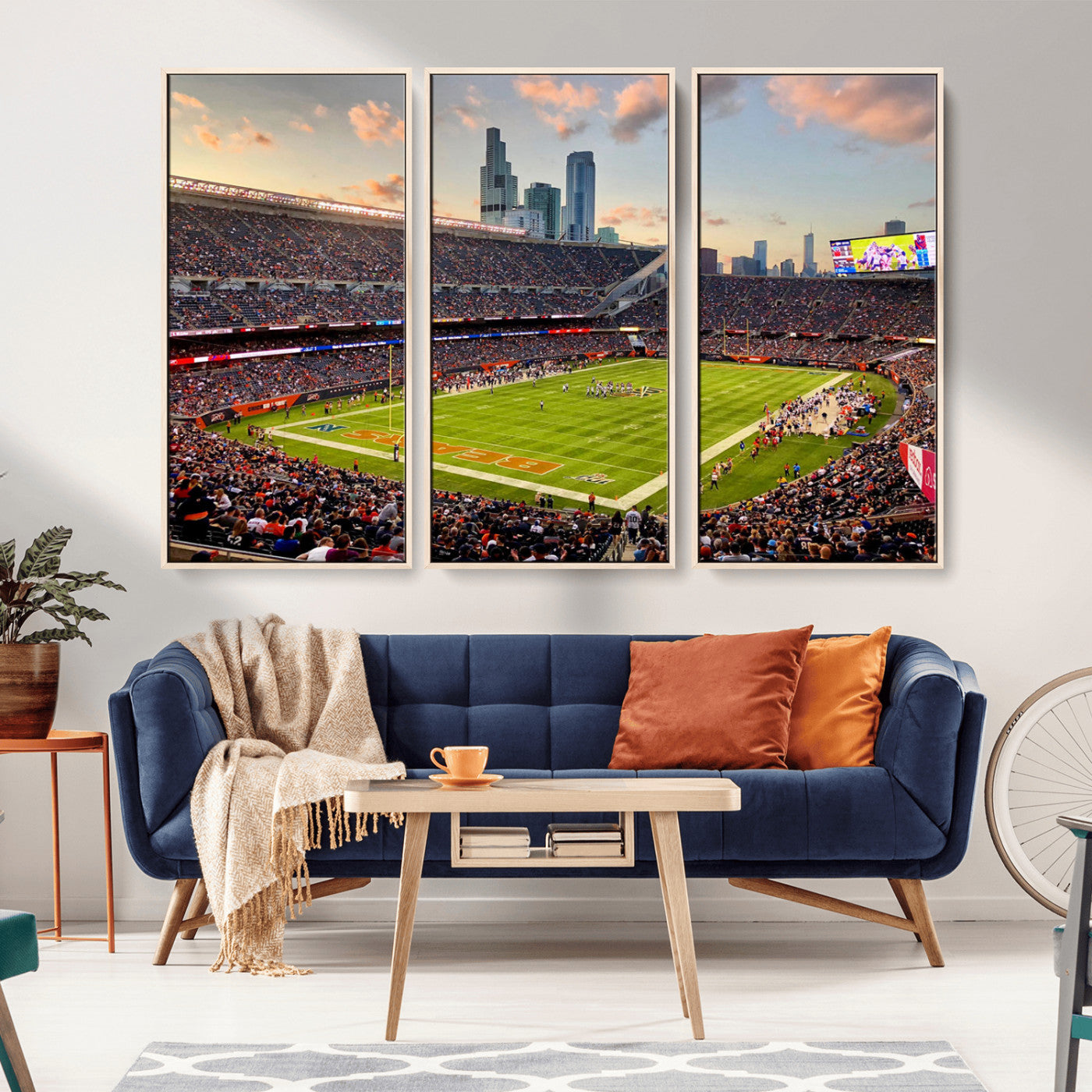 MGV-FC-48X32-3P - Chicago Bears Soldiers Field Wall Art Canvas Print – Framed Football Stadium Artwork for Sports