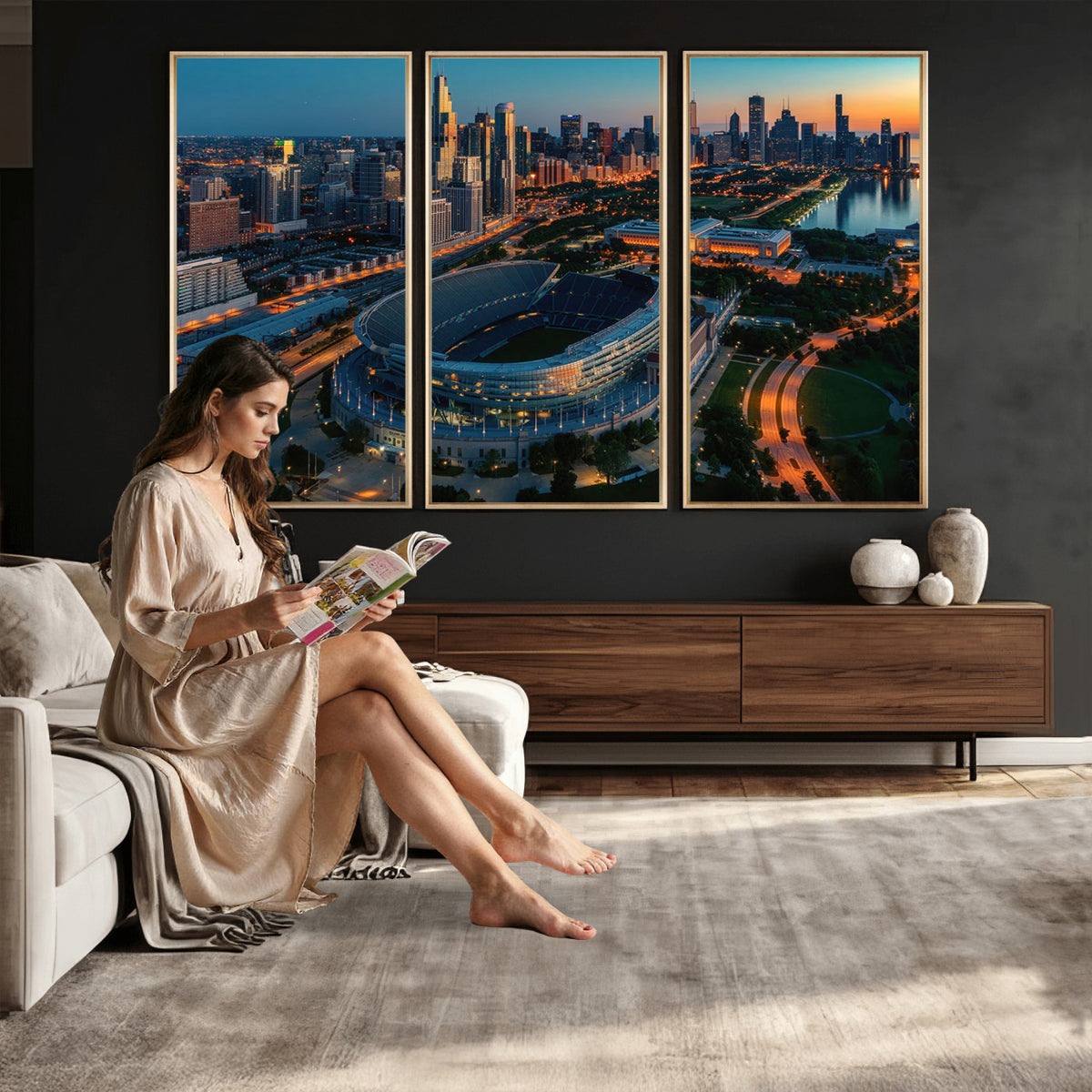 36690345-MGV-CV-36X24 - Chicago Bears Soldiers Field Wall Art Canvas Print