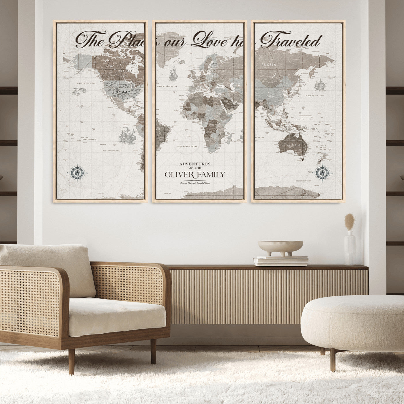 88245481-MGV-CV-36X24-Custom Push Pin World Map Wall Canvas Print – Personalized Travel Tracker with Pins – Framed Large Multi-Size Canvas for Home Office Decor