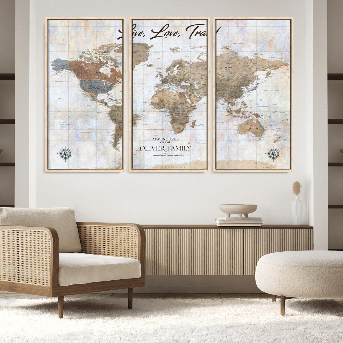 76256172-MGV-CV-36X24-Custom Push Pin World Map Wall Canvas Print – Personalized Travel Tracker with Pins – Framed Large Multi-Size Canvas for Home Office Decor