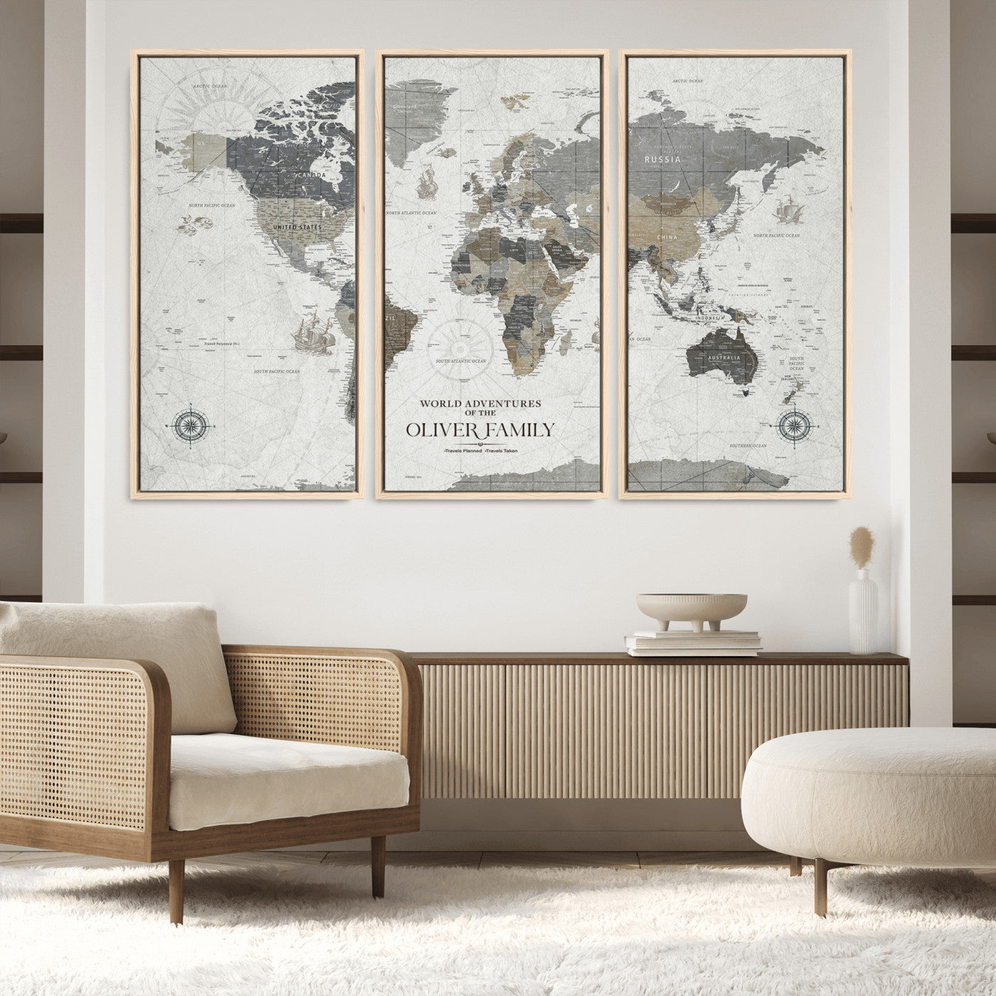 24596128-MGV-CV-36X24-Custom Push Pin World Map Wall Canvas Print – Personalized Travel Tracker with Pins – Framed Large Multi-Size Canvas for Home Office Decor
