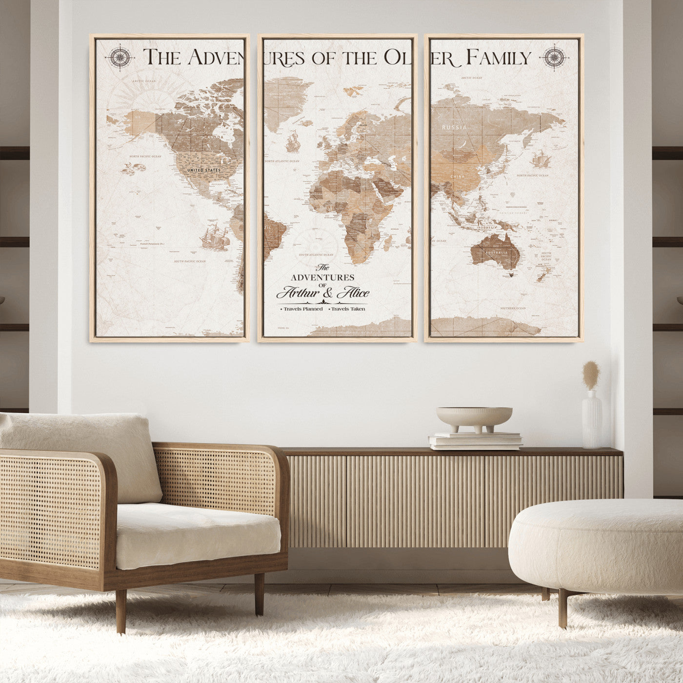 58395047-MGV-CV-36X24-Custom Push Pin World Map Wall Canvas Print – Personalized Travel Tracker with Pins – Framed Large Multi-Size Canvas for Home Office Decor