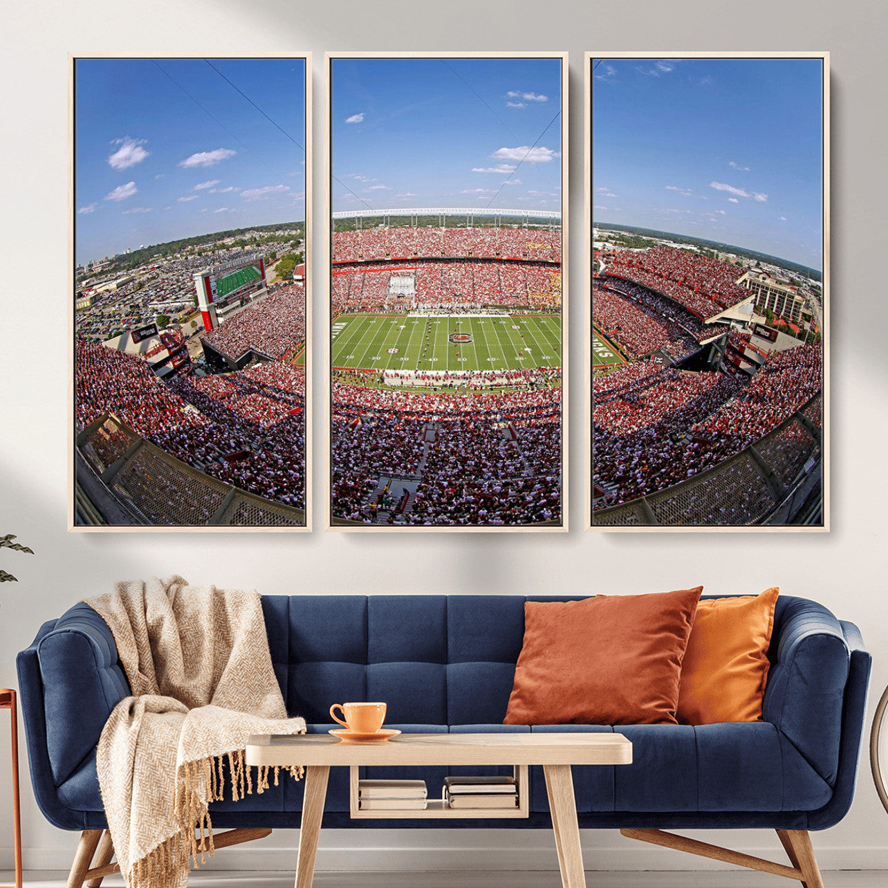 29492070-MGV-FC-48X32-3P - William Brice Stadium Wall Art Canvas Print – Stadium Crowd Sports Field Outdoor Event Football Game Artwork for Home Office