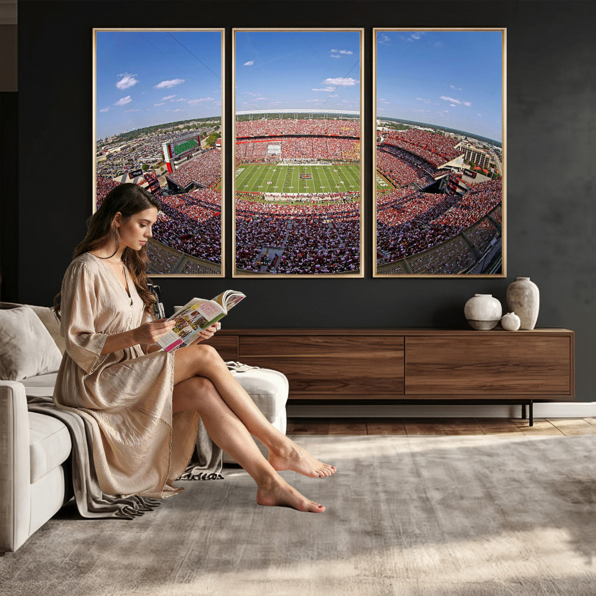 29492070-MGV-CV-36X24 - William Brice Stadium Wall Art Canvas Print, Stadium Crowd on Football Game Day