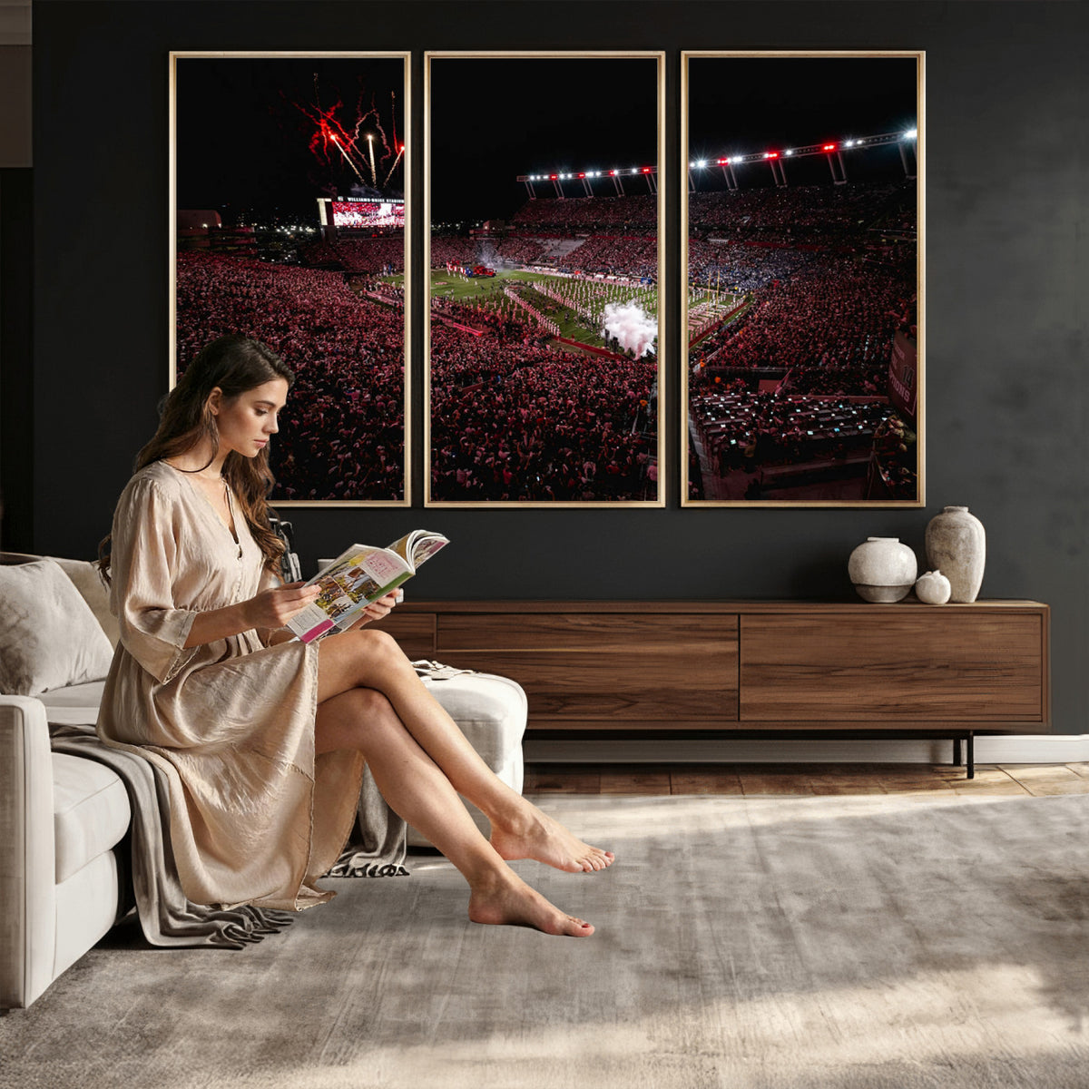 60690191-MGV-CV-36X24 - William Brice Stadium Wall Art Print, Baseball Game Room