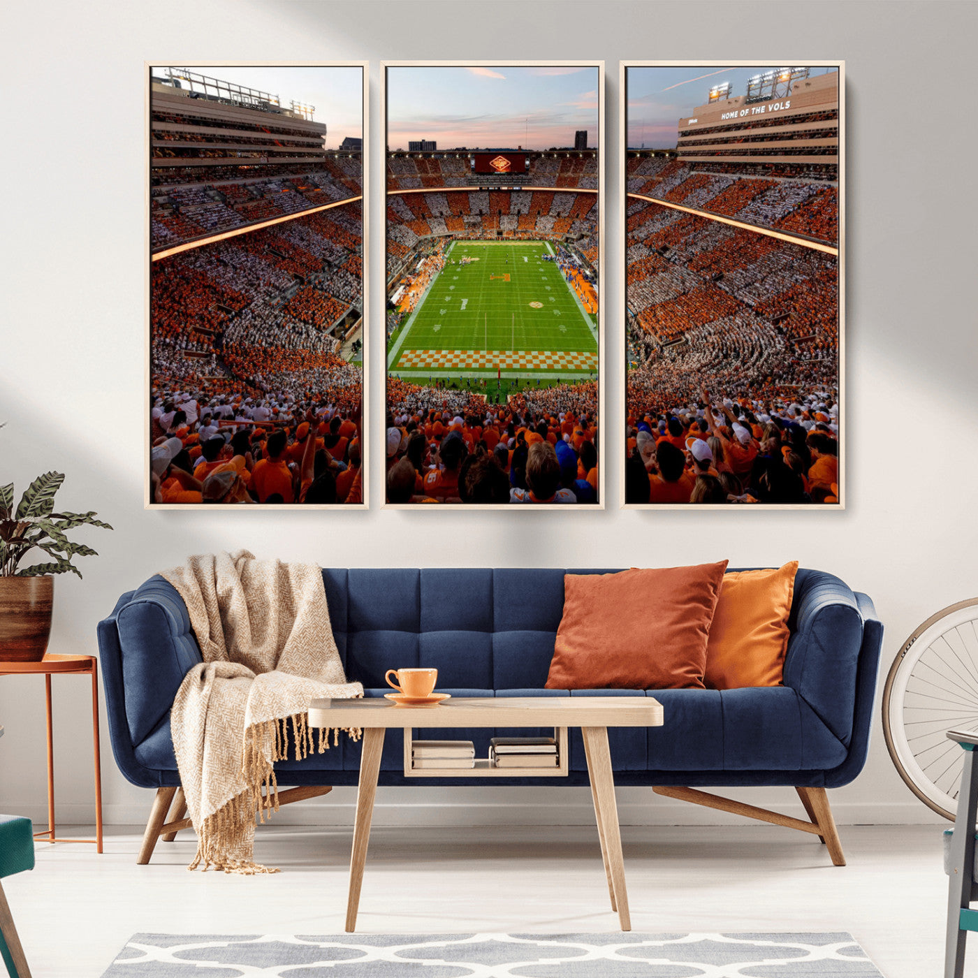 37160229-MGV-FC-48X32-3P-Tennessee Neyland Stadium Wall Art Print, Sports Arena Canvas Wall Art, Panoramic Stadium Canvas Print, Modern Athletic Field Art Printing