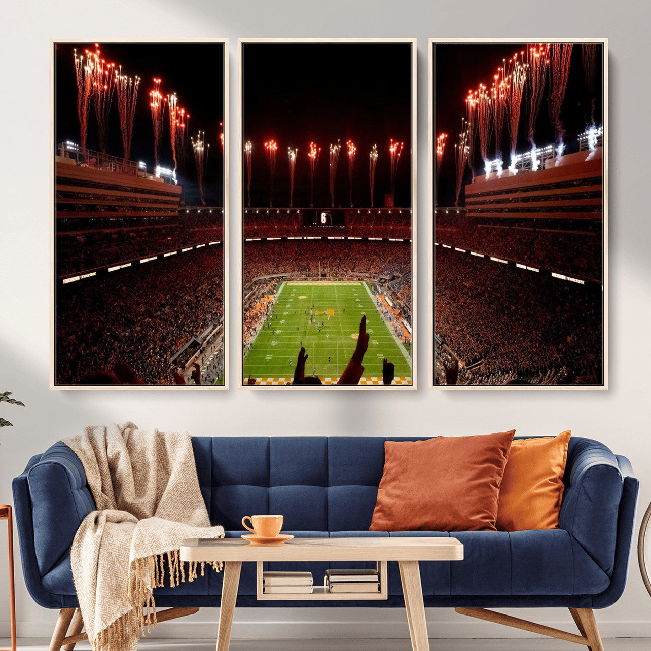 73358115-MGV-FC-48X32-3P - Tennessee Neyland Stadium Wall Art, Sports Arena Canvas Print, Panoramic Stadium Canvas Artwork for Home, Office