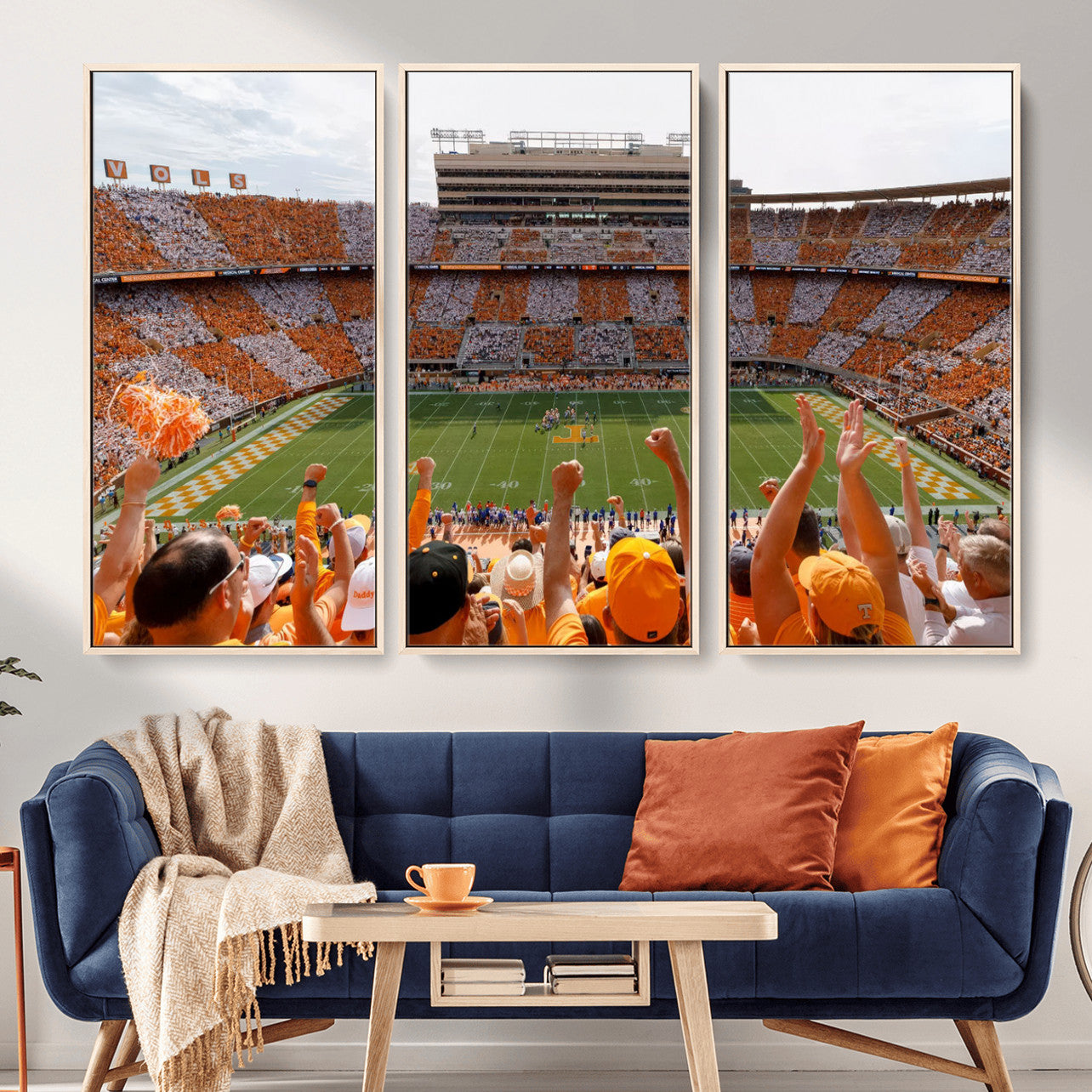 76011417-MGV-FC-48X32-3P - Tennessee Neyland Stadium Wall Art, Sports Arena Canvas Print, Panoramic Stadium Artwork for Home, Office