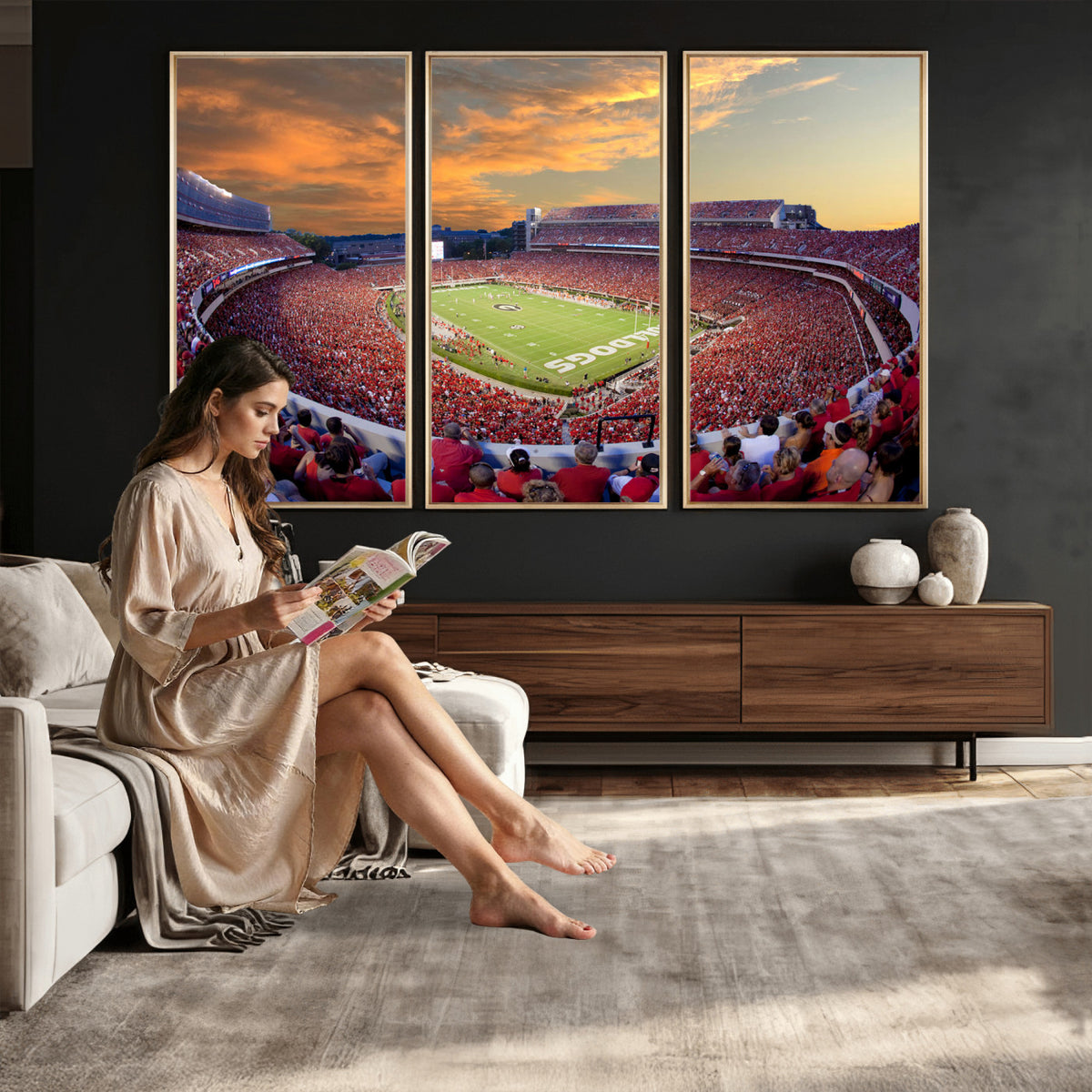 73680988-MGV-CV-36X24 - Dooley Stadium Wall Art, Sports Arena Canvas Print, Dooley Field, Framed and Ready to Hang