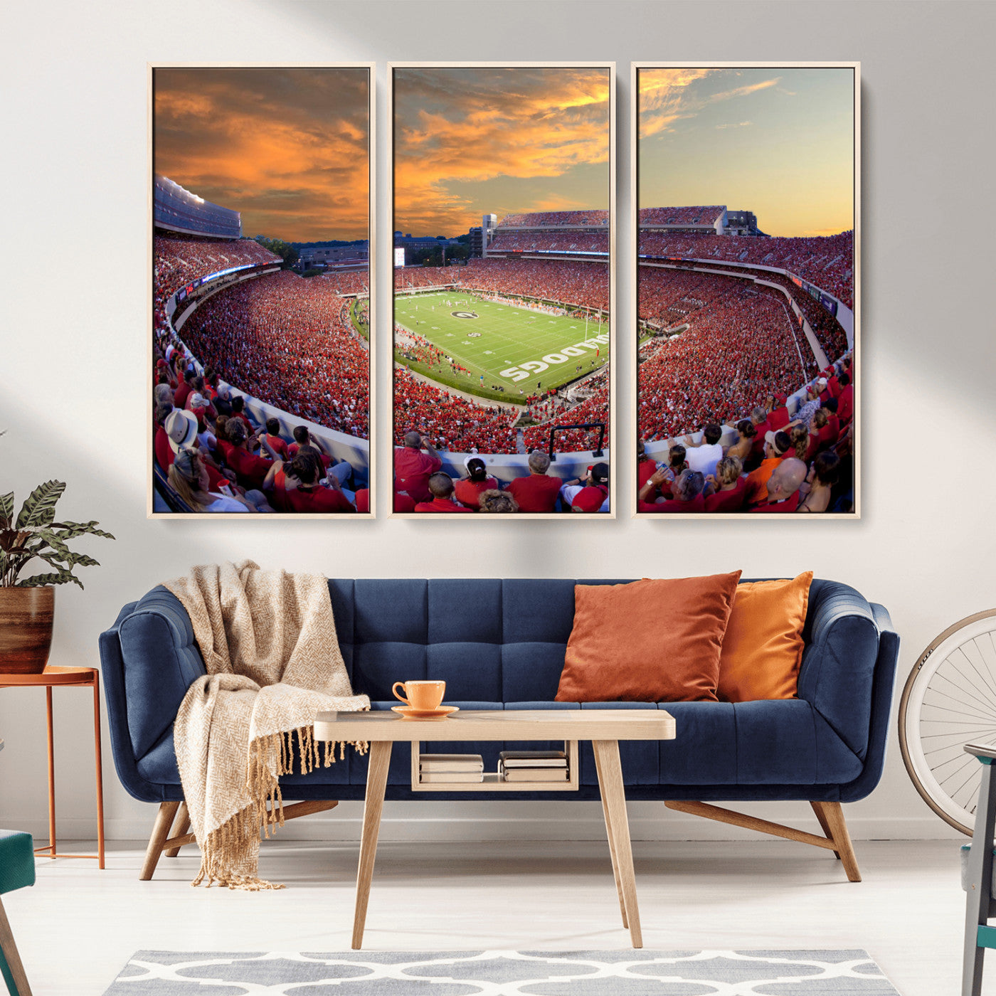 73680988-MGV-FC-48X32-3P-Dooley Stadium Wall Art Print, Sports Arena Canvas Wall Art, Dooley Field at Sanford Stadium Canvas Print, Modern Athletic Field Art Printing