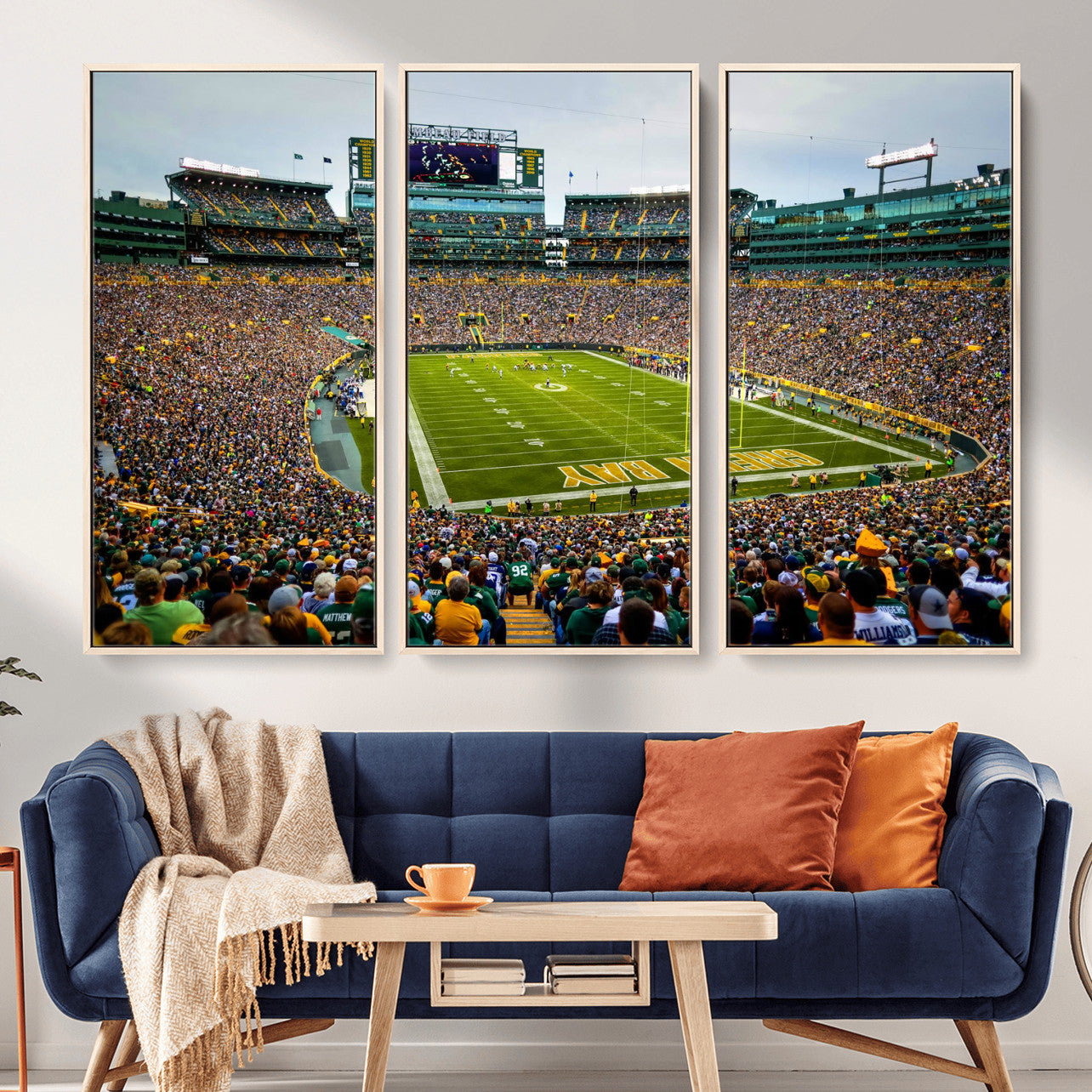GBP101-MGV-FC-48X32-3P - Green Bay Packers Lambeau Field Stadium Wall Art Canvas Print, Iconic NFL Football Stadium Artwork, Wisconsin Sports Home Decor