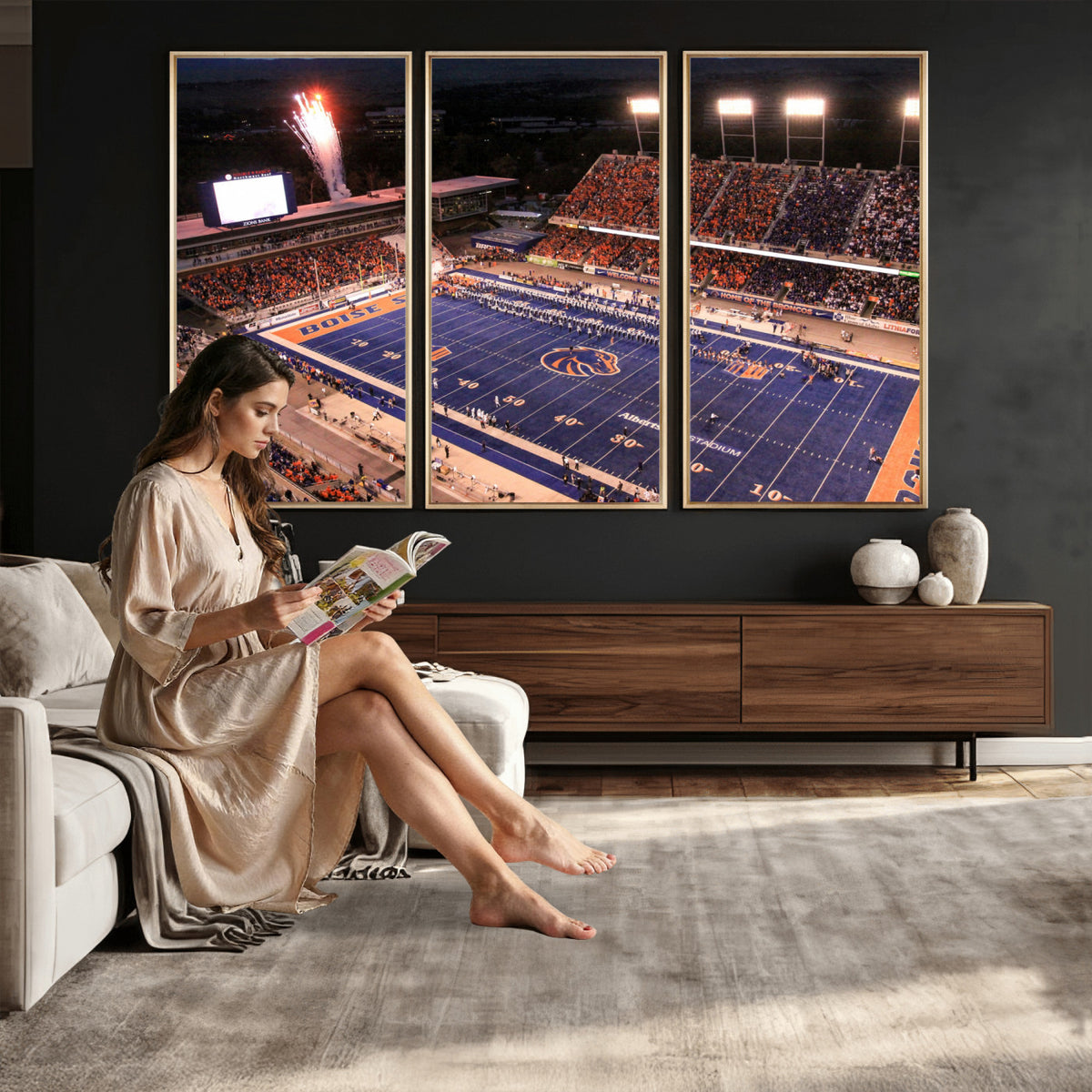 BS1001S-MGV-CV-36X24 - Boise State Broncos Albertsons Stadium Wall Art Canvas Print