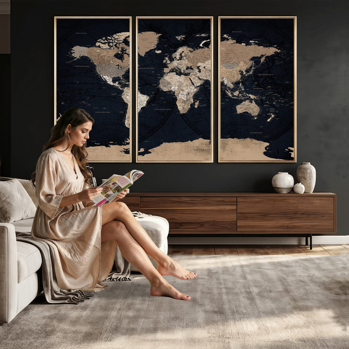 25812727-MGV-CV-36X24 - Grunge Wall Art World Map Canvas Print
