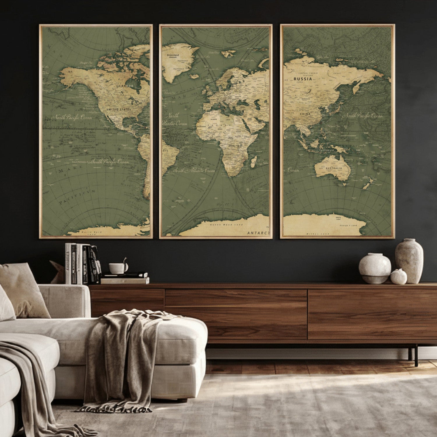 75846040-MGV-CV-36X24 - World Map Wall Art Canvas Print, Modern Decorative Framed Map Artwork Prints for Living Room, Office, Bedroom Wall Decor