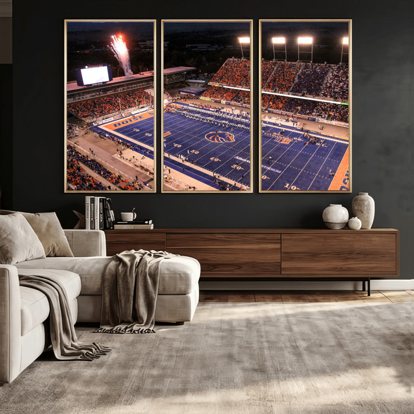 58849575-MGV-CV-36X24 - Boise State Stadium Large Wall Art Canvas Print for Living Room Office Wall Decor