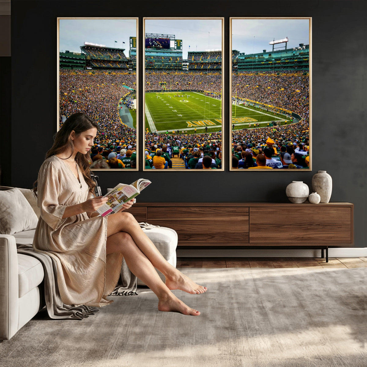 56521752-MGV-CV-36X24 - Green Bay Packers Stadium Wall Art Canvas Print, Lambeau Field