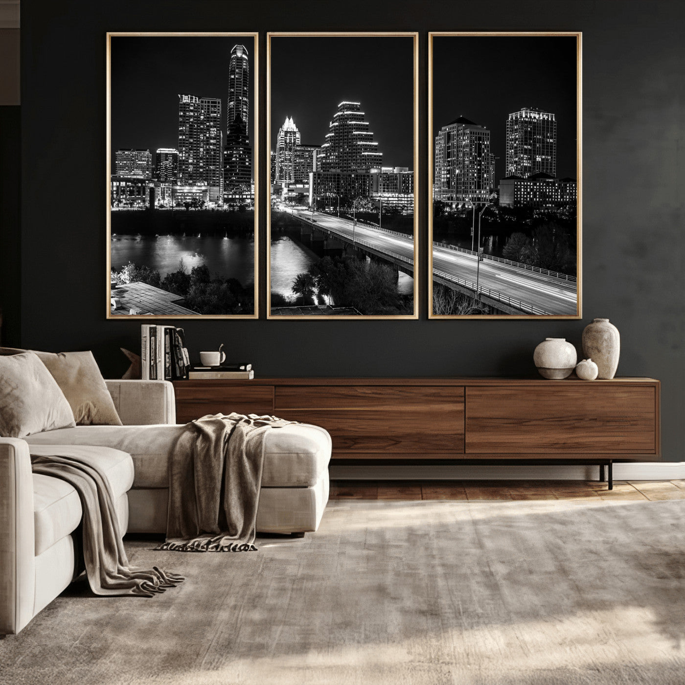 37531750-MGV-CV-36X24 - Austin Skyline Wall Art Canvas Print, Austin Downtown Night Cityscape Print for Modern Urban Wall Decor