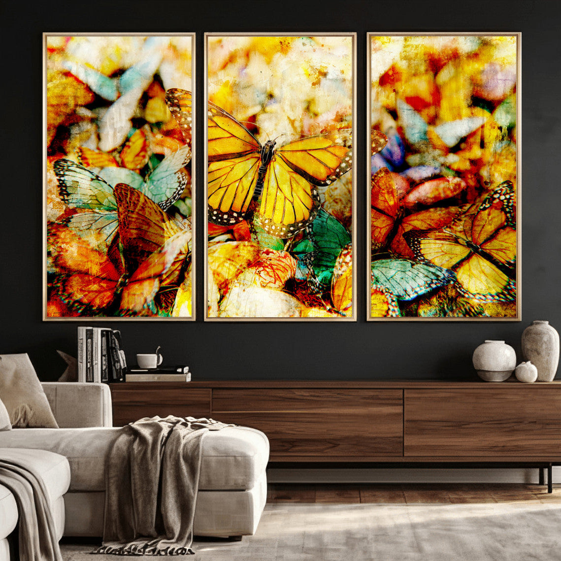52514054-MGV-CV-36X24 - Butterfly Wall Art Canvas Print – Colorful Abstract Nature Artwork Print for Living Room, Bedroom, and Office Decor