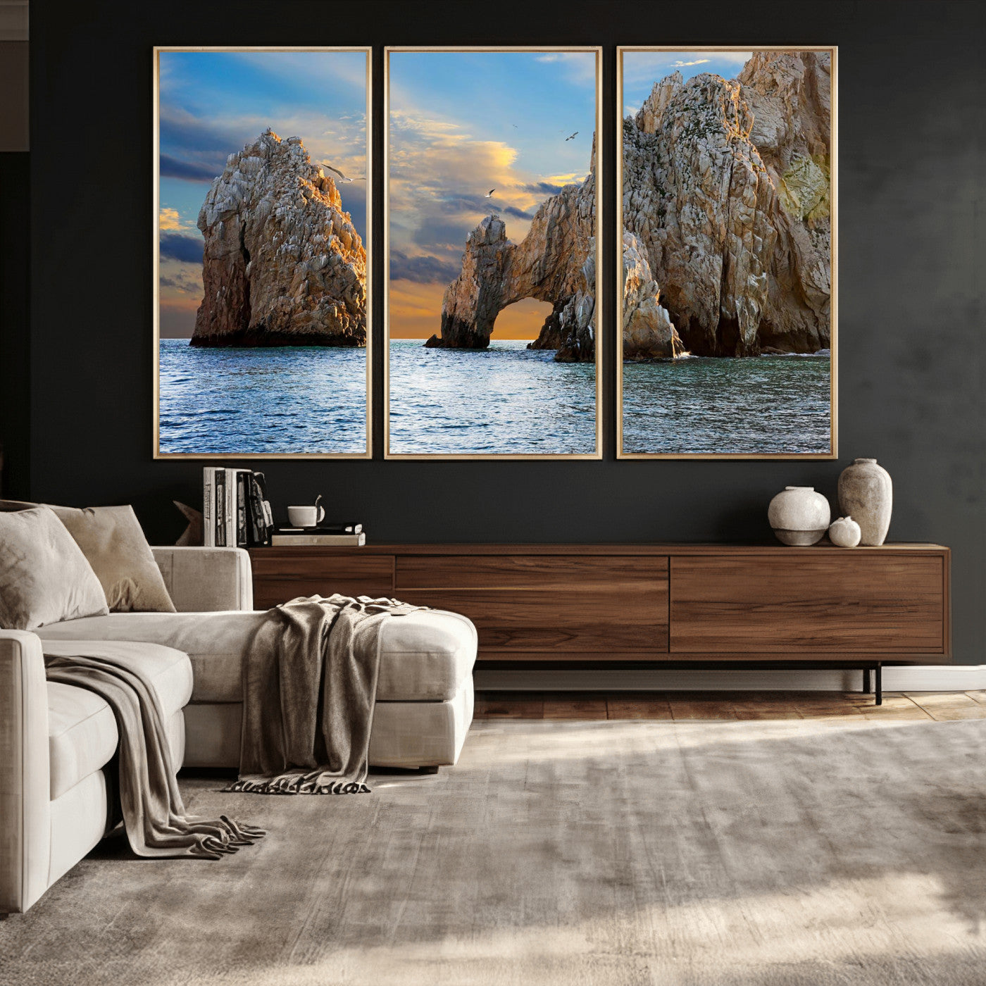 63505689-MGV-CV-36X24 - El Arco Cabo San Lucas Ocean Arch Wall Art Canvas Print, Baja California Rock Arch Seascape Canvas Print, Mexico Coastal Landmark Scenic Art Printing