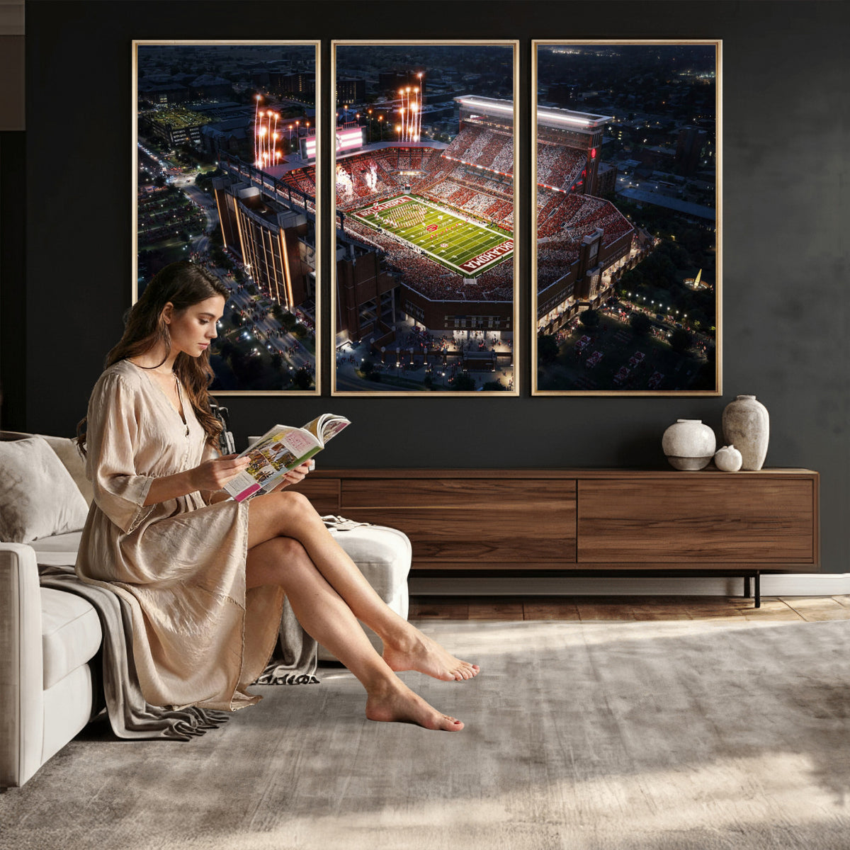 16867141-MGV-CV-36X24 - Oklahoma Memorial Stadium, Gaylord Memorial Stadium Wall Art