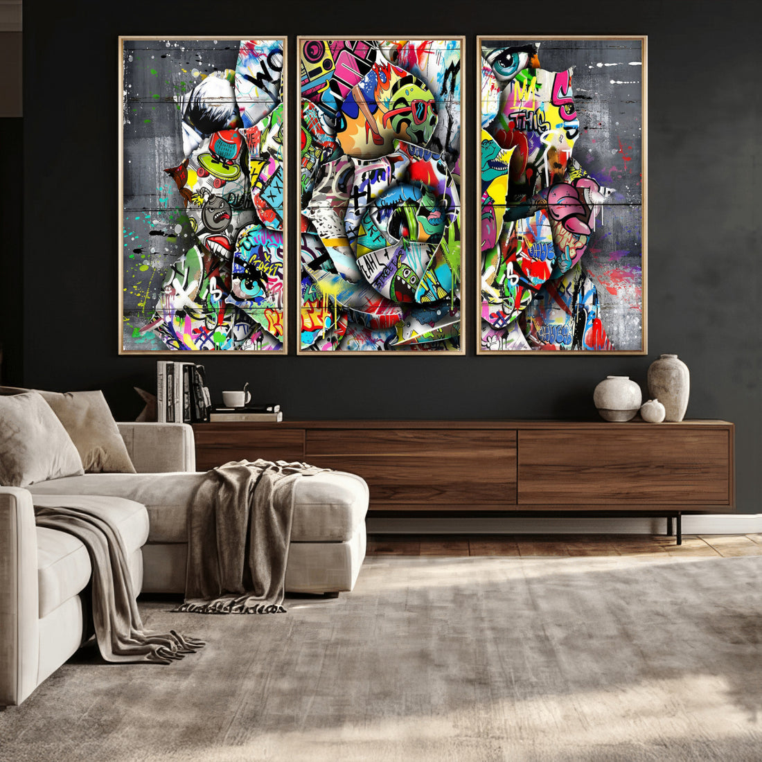 Abstract Graffiti Collage Street Art Wall Art Canvas Print