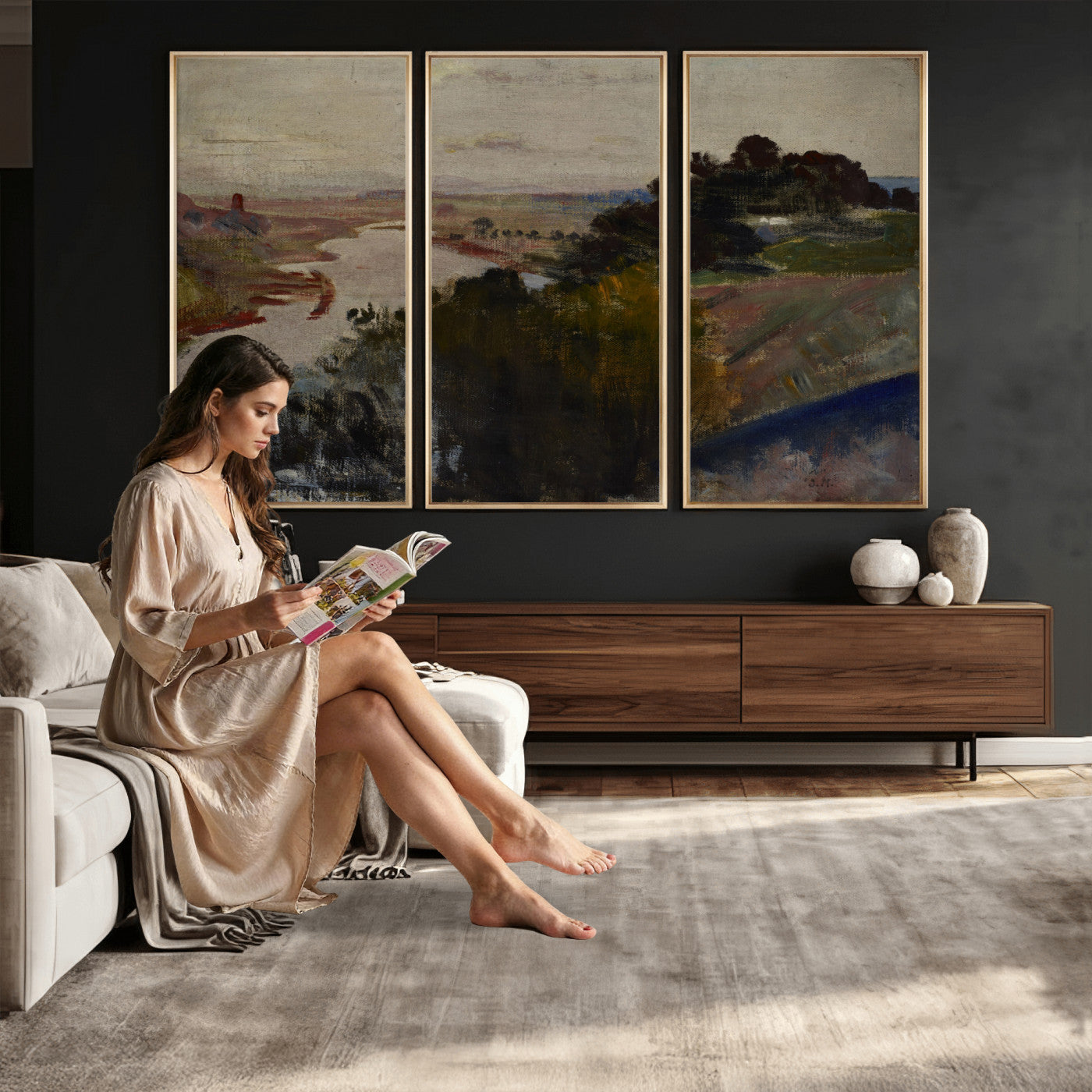 55507874-MGV-CV-36X24 - Jacek Malczewski Landscape at the Vistula Wall Art Canvas Print