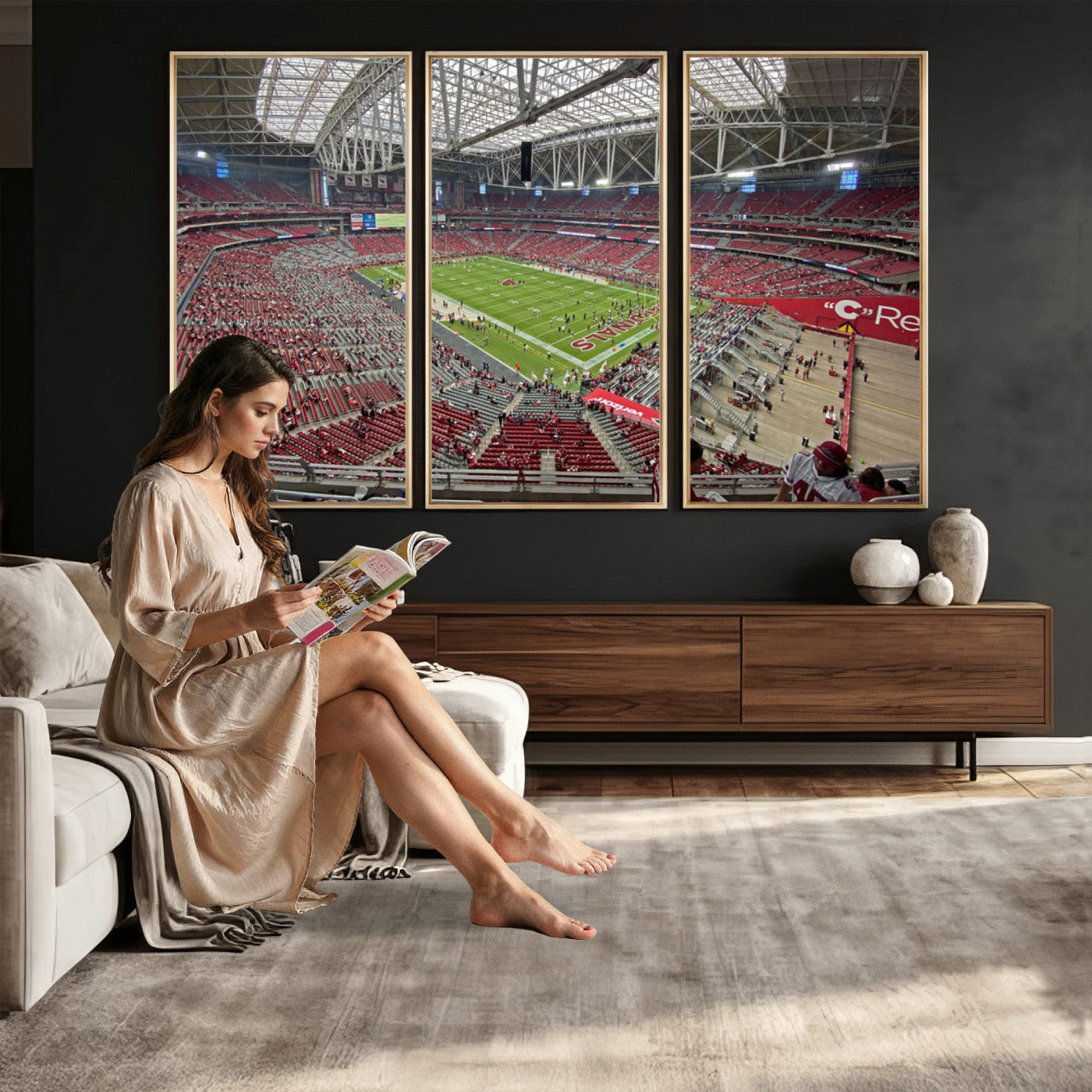 30579717-MGV-CV-36X24 - State Farm Stadium Canvas Wall Art, Arizona Cardinals Football Stadium Print, Glendale NFL Arena Panorama Artwork