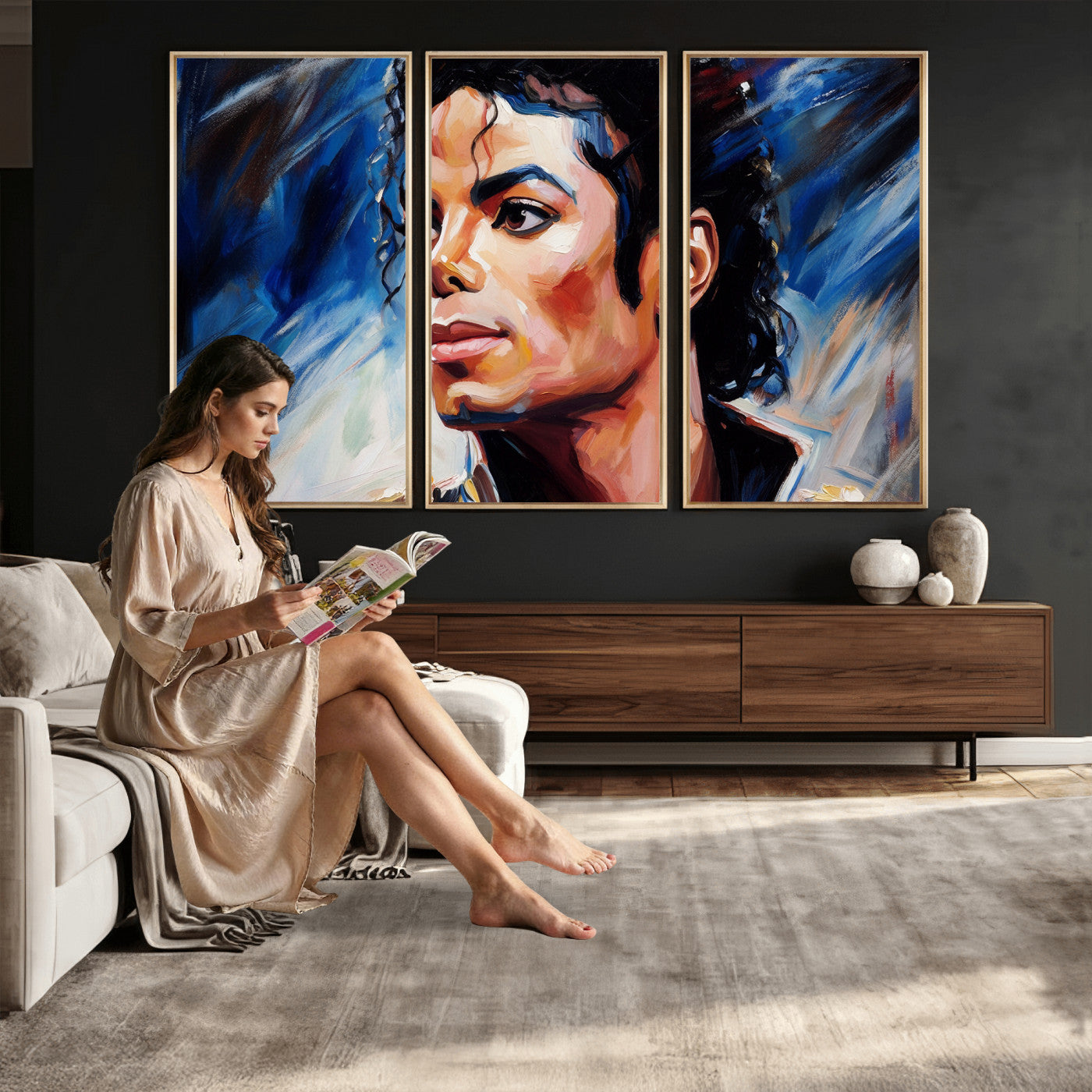 51466481-MGV-CV-36X24 - Abstract Michael Jackson Photo Wall Art Canvas Print