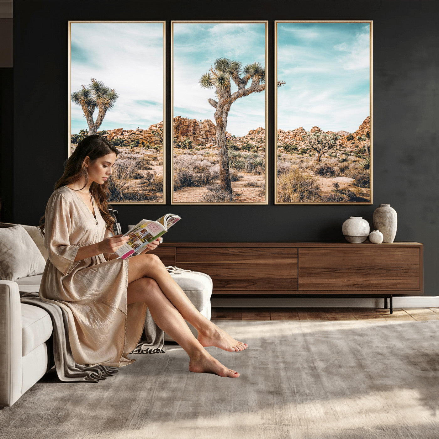 41451127-MGV-CV-36X24 - Joshua Tree National Park Canvas Wall Art Print, Desert Landscape Photography, Southwest Nature Decor - Ready to Hang