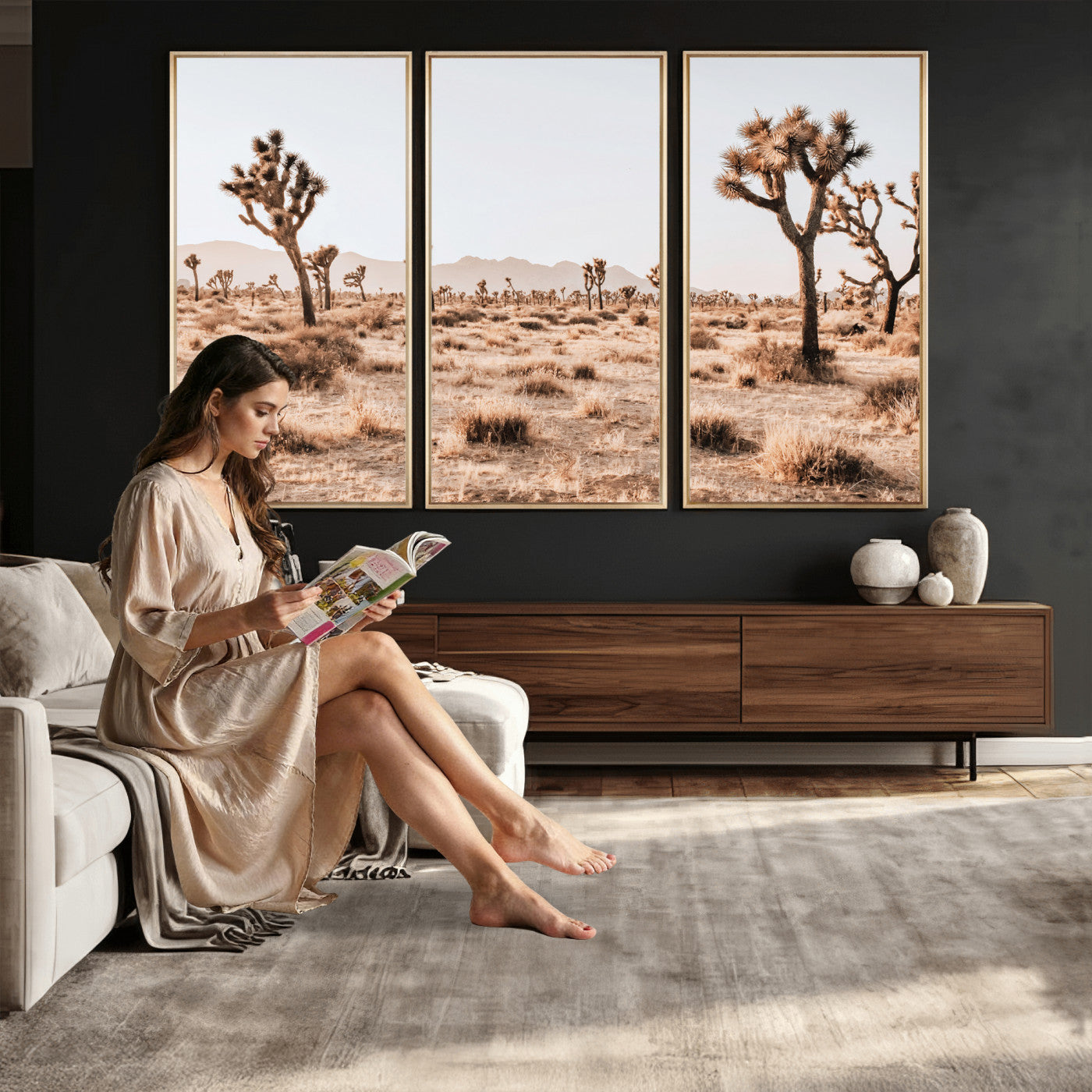 33549408-MGV-CV-36X24 - Joshua Tree Desert Canvas Wall Art Print, Desert Landscape Photography, Boho Southwest Wall Decor, Nature Canvas, Ready to Hang