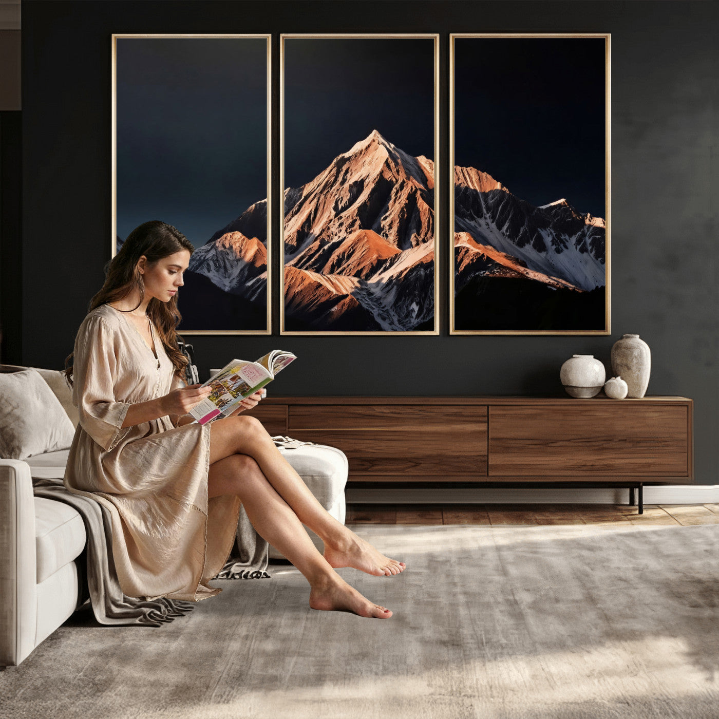 10196184-MGV-CV-36X24 - Snow Mountain Wall Art Canvas Print for Living Room Decor