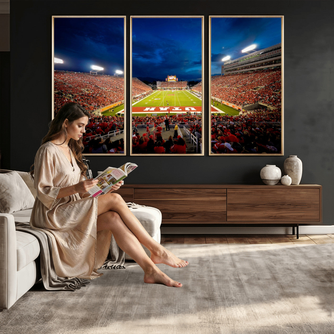 74019251-MGV-CV-36X24 - Rice-Eccles Stadium Wall Art Canvas Print - Utah Salt Lake City Stadium Print
