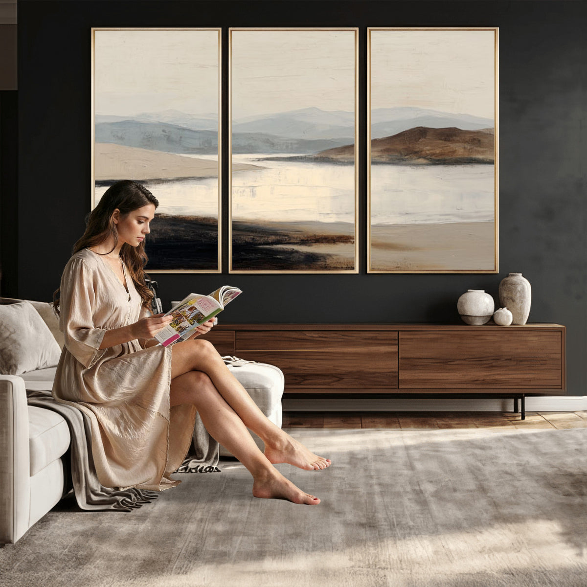 36873679-MGV-CV-36X24 - Modern Abstract Landscape Canvas Wall Art, Minimalist Nature Printing