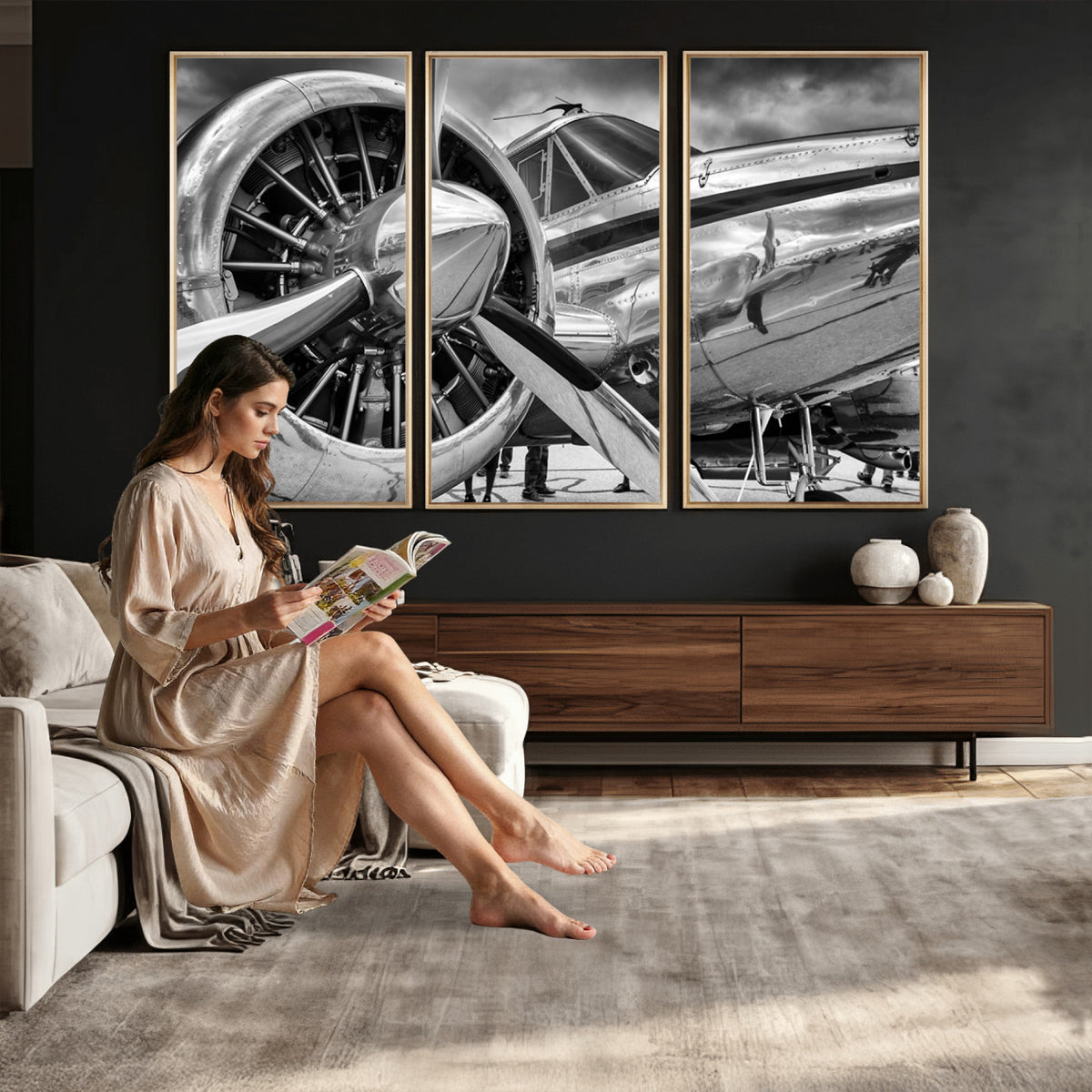40672-MGV-CV-36X24 - Vintage Antique Airplane Wall Art Canvas Print