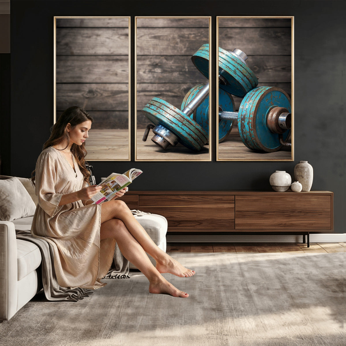 39364-MGV-CV-36X24 - Dumbbell and Sport Wall Art Canvas Print