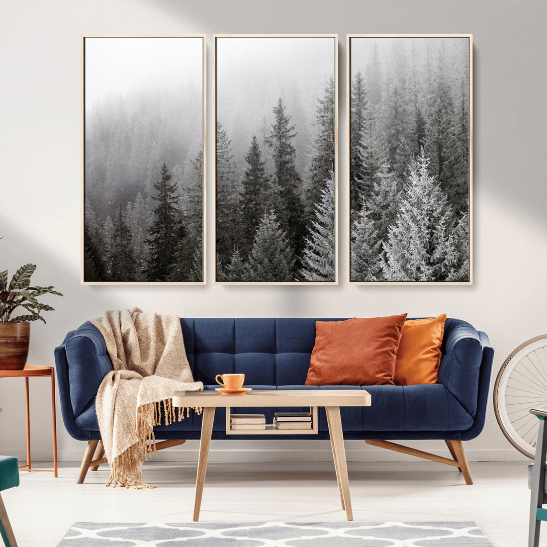 Big Foggy Forest and Misty Trees Forest Wall Art Canvas Print