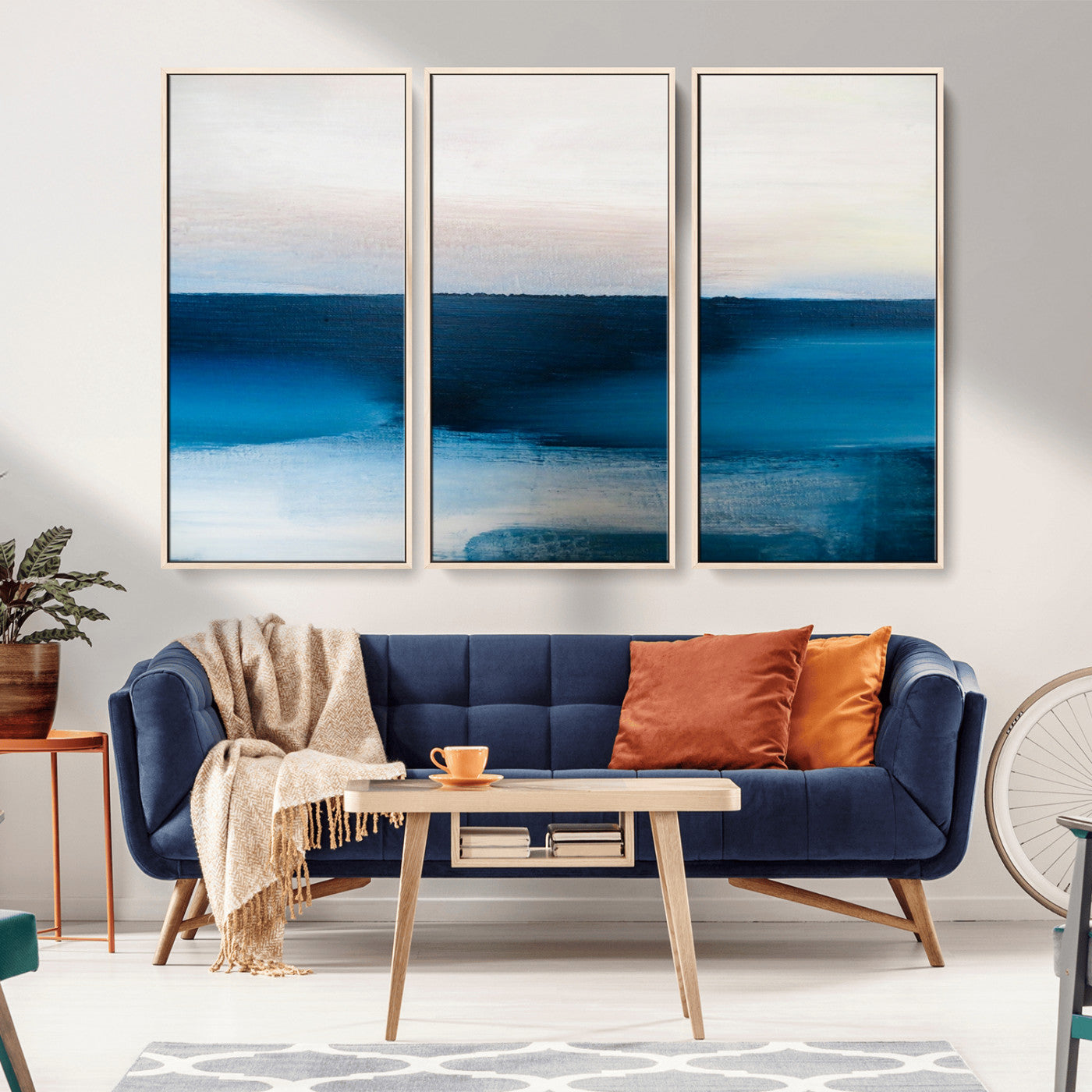 MGV-FC-48X32-3P - Dark Blue Abstract Wall Art Canvas Print