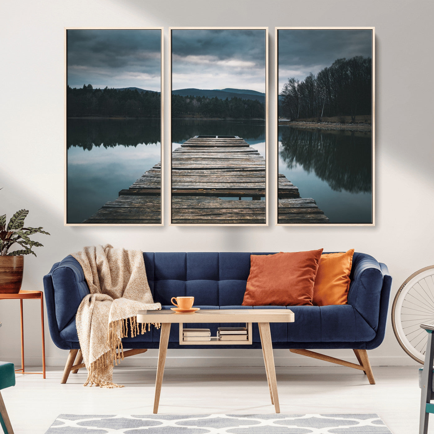 MGV-FC-48X32-3P - Wooden Bridge Near Lake Wall Art Canvas Print