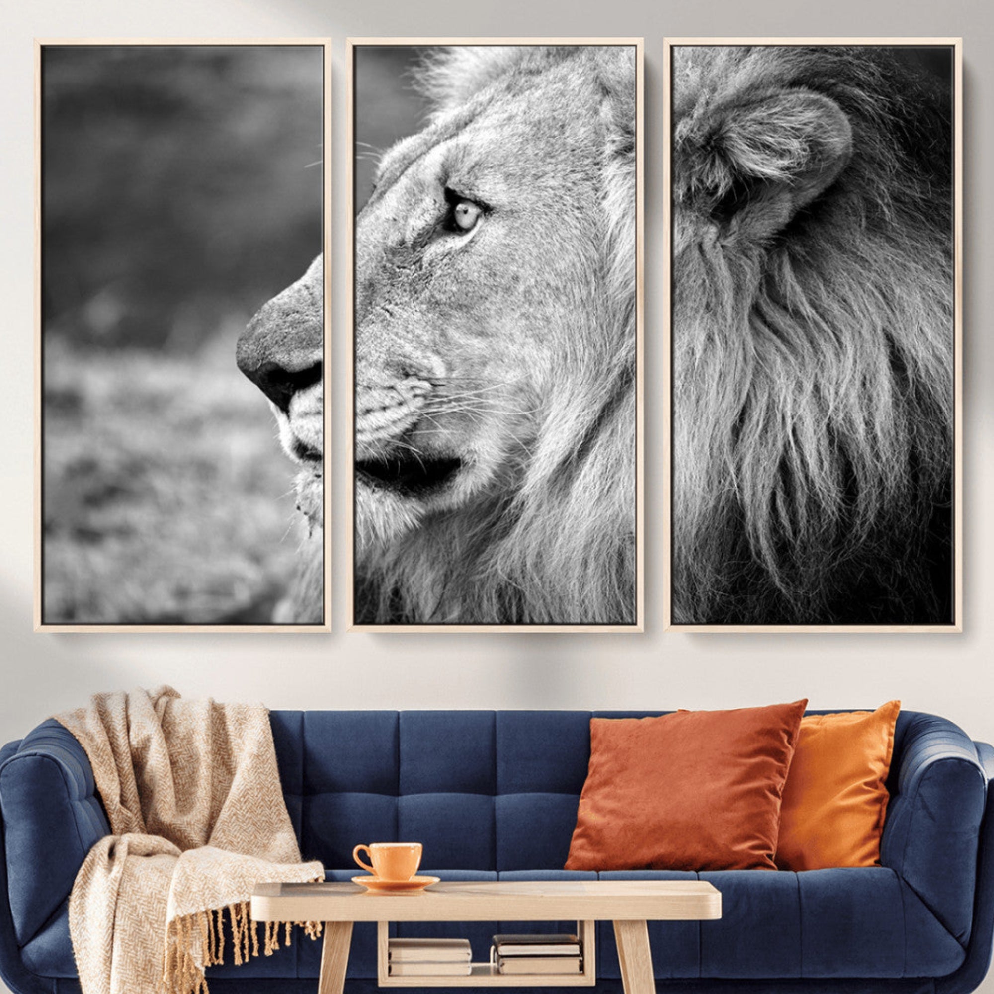 60973-MGV-CV-36X24-African Lion Wall Art Canvas Print – Majestic Wildlife Portrait Artwork for Home, Office, Living Room, Guest Room