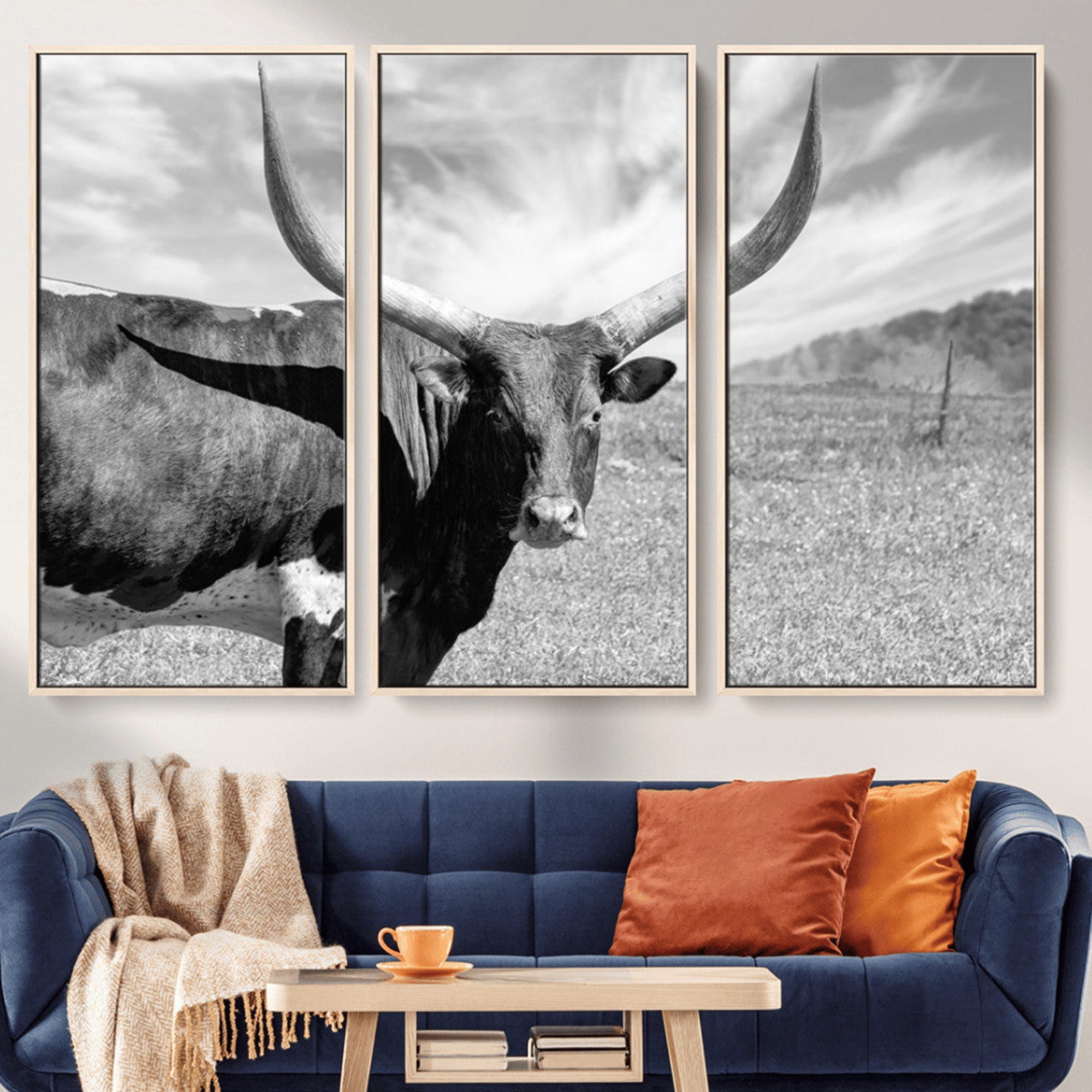 30017-MGV-CV-36X24-Cattle Wall Art Longhorn Cow Canvas Print