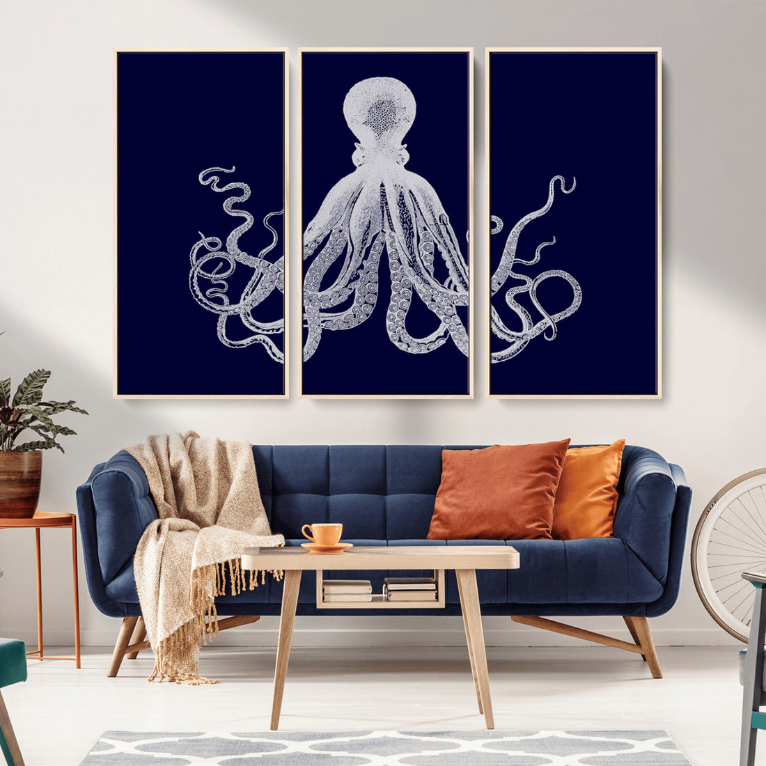 Blue Octopus Wall Art Canvas Print