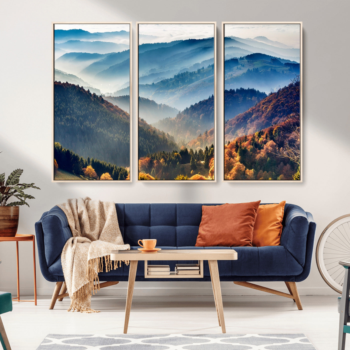MGV-FC-48X32-3P - Mountains Forest Autumn Wall Art Canvas Print