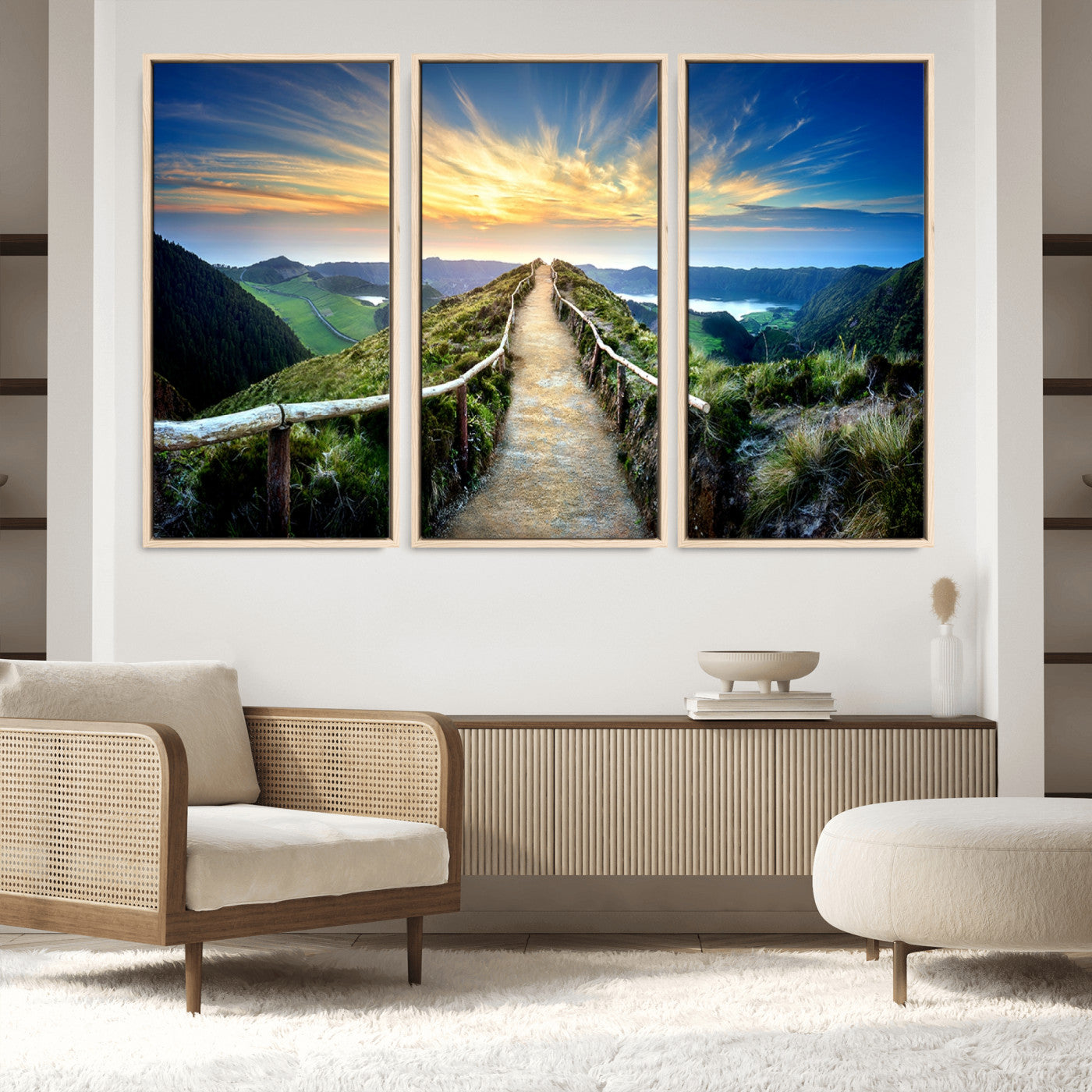 58887-MGV-FC-60X40-3P_Natural-Mountain Landscape Wall Art Canvas Print